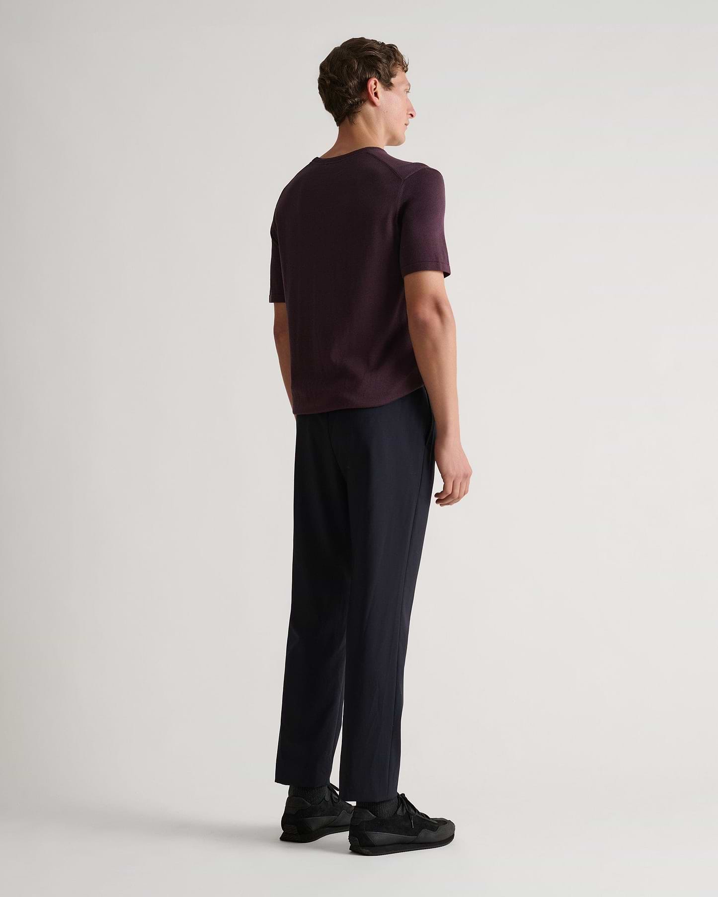 Men's Silk-Cotton Fine Knit T-shirt - Umber