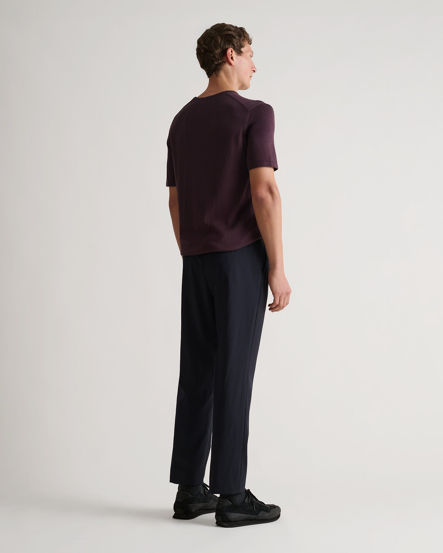 Men's Silk-Cotton Fine Knit T-shirt - Umber