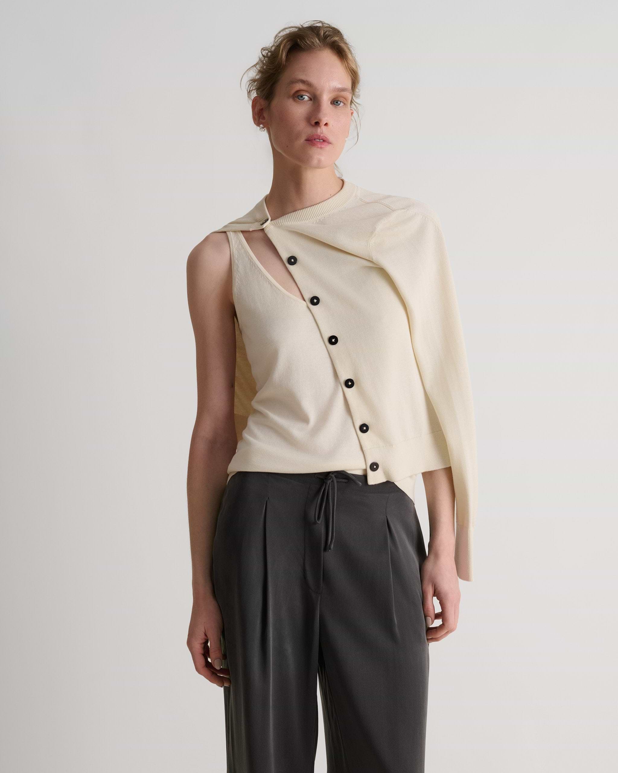 Women's Silk-Cotton Vest - Buttermilk