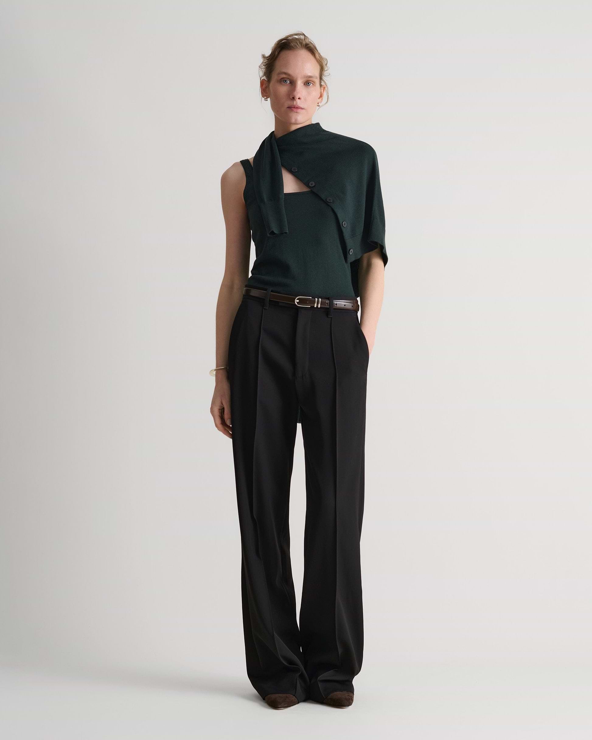 Women's Silk-Cotton Vest - Kelp