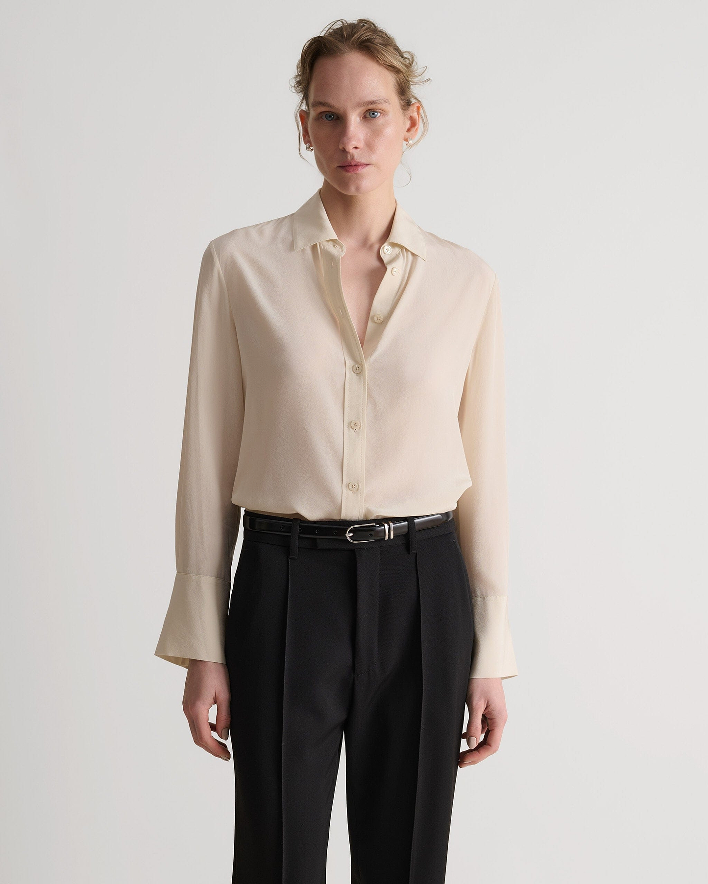 Women's Silk Crepe Shirt - Parchment