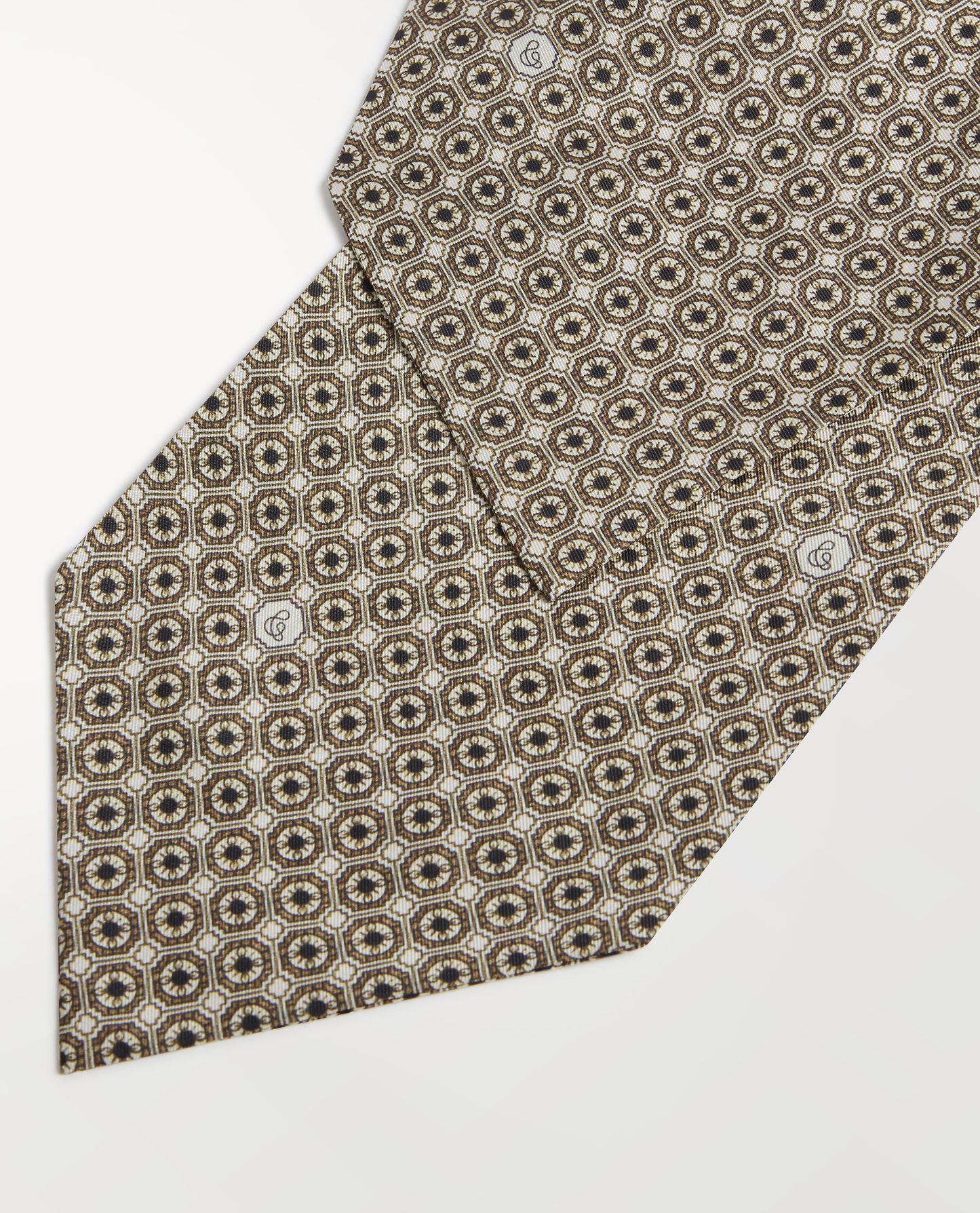 Silk Printed Cravat - Bone/Black