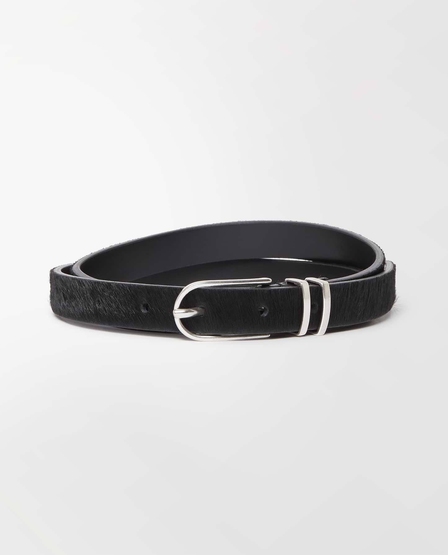 Women's Skinny Pony Hair Belt - Black
