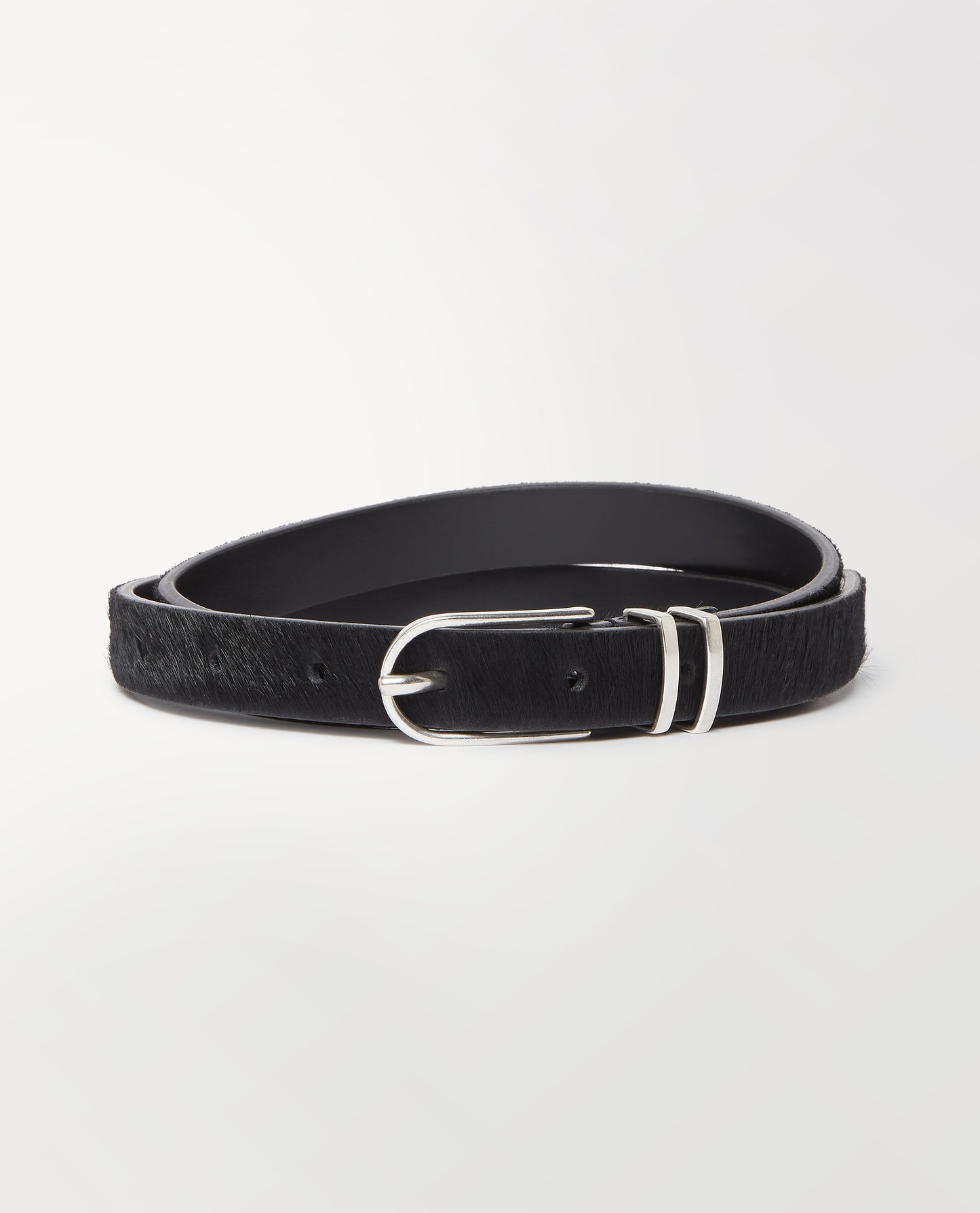 Women's Skinny Pony Hair Belt - Black