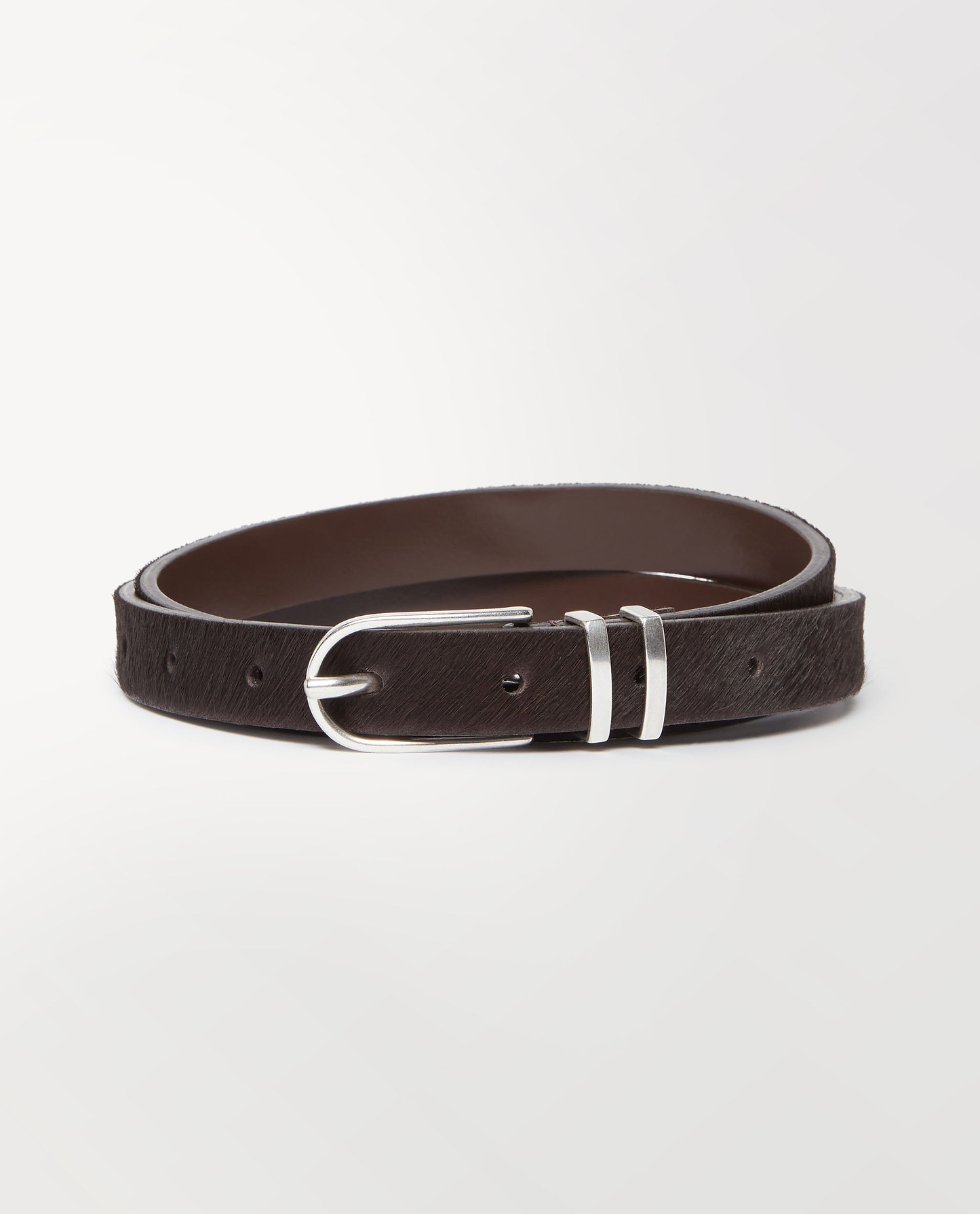 Women's Skinny Pony Hair Belt - Chocolate