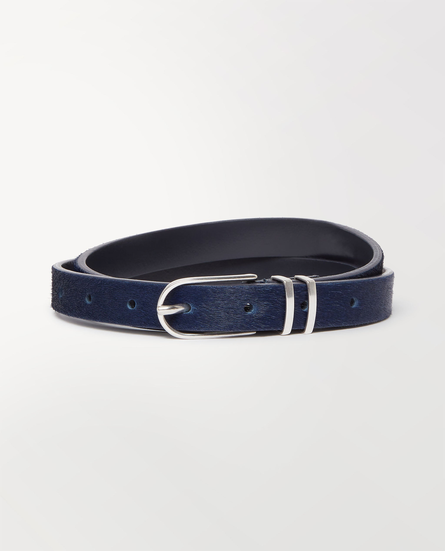 Women's Skinny Pony Hair Belt - Navy