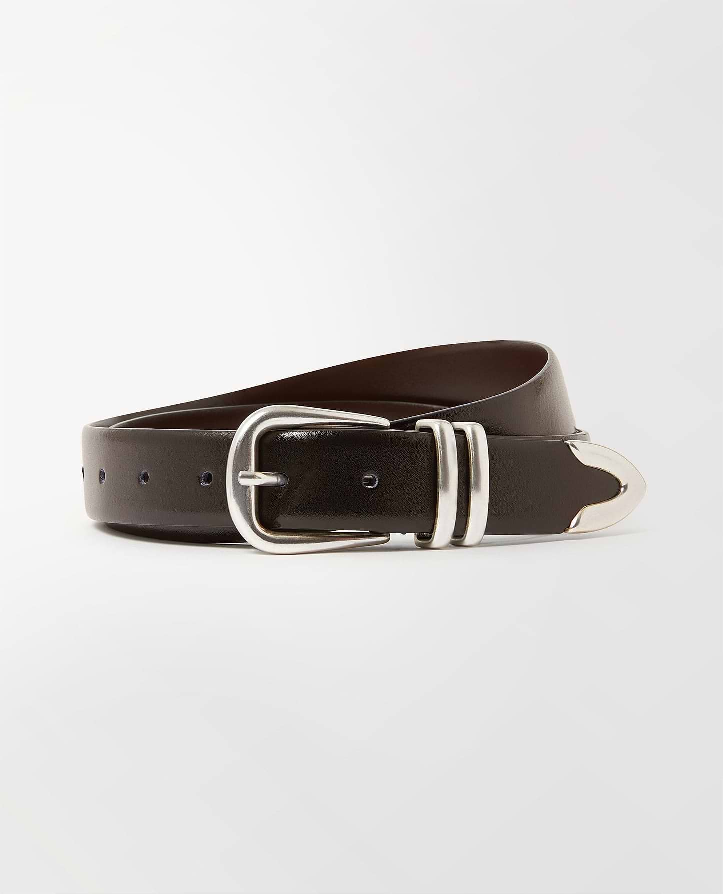 Women's Smooth Leather Wide Buckle Belt - Brown