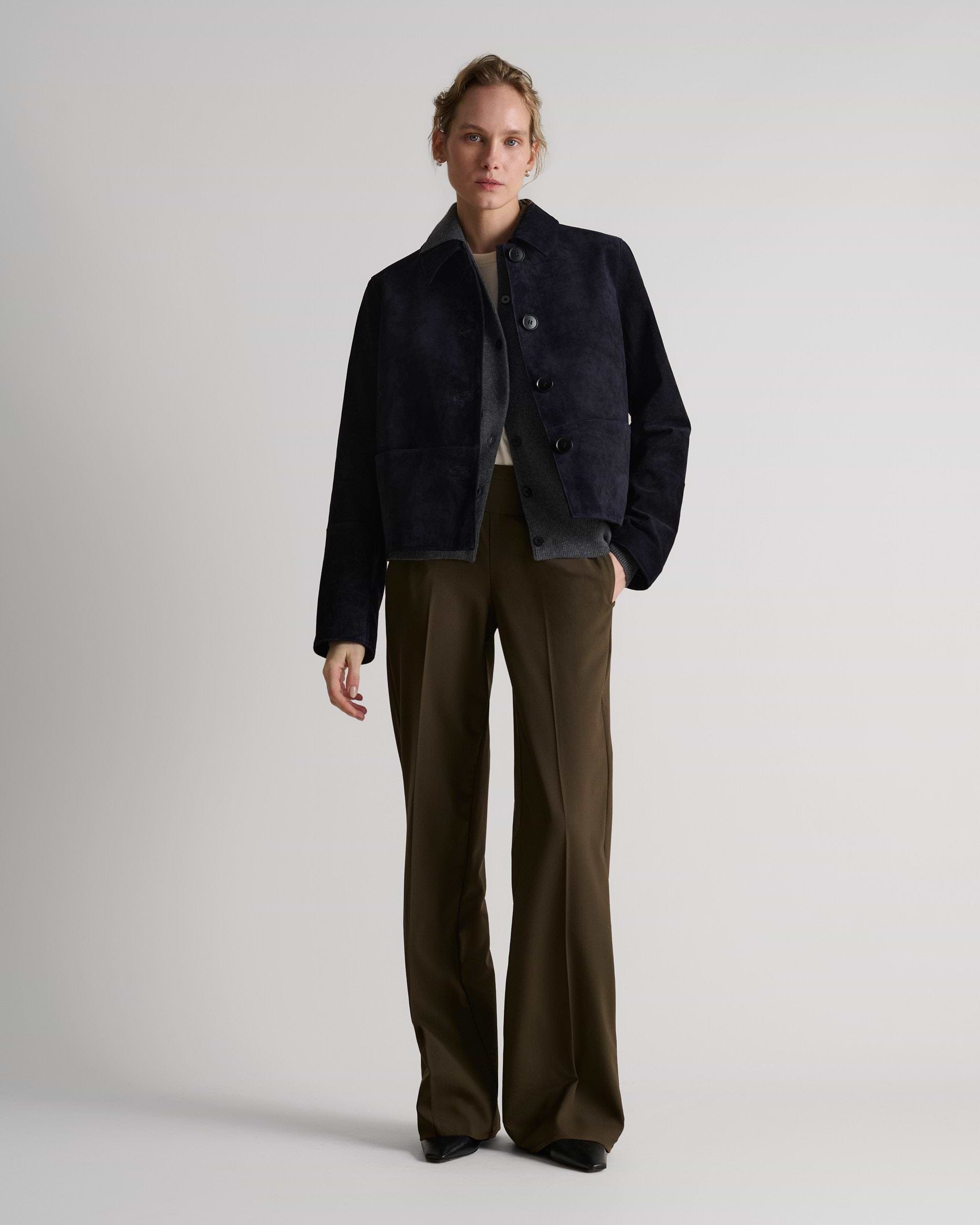 Women's Suede Jacket - Navy