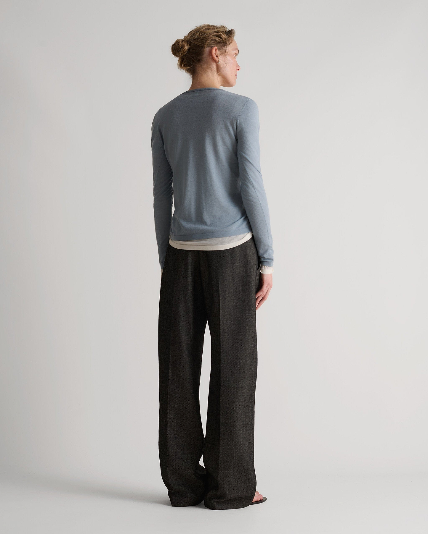 Women's Superfine Merino Button-Front Top - Ash Blue