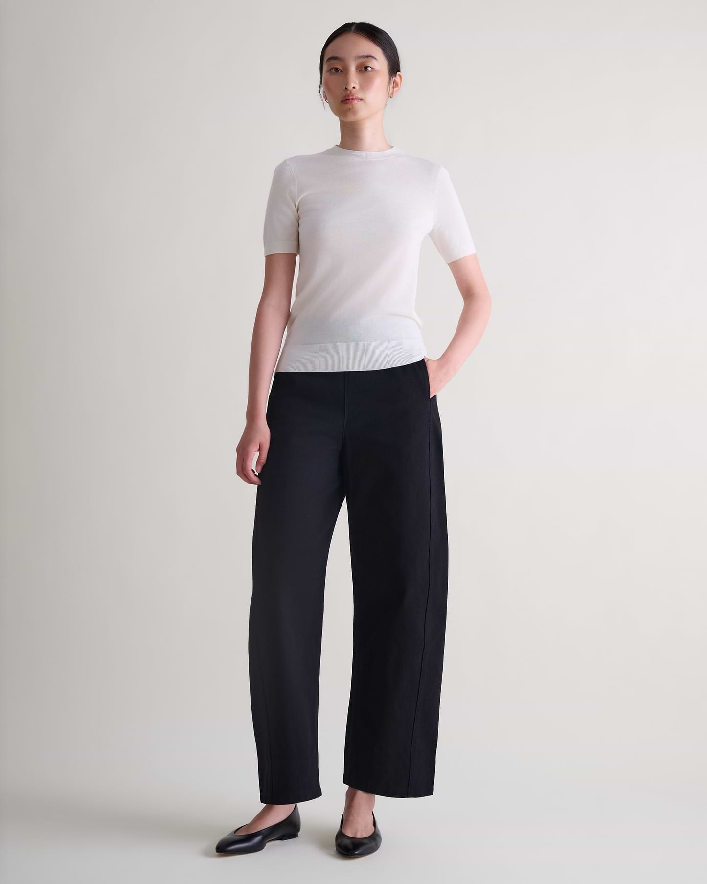 Women's Superfine Merino Wool Knitted T-shirt - Buttermilk