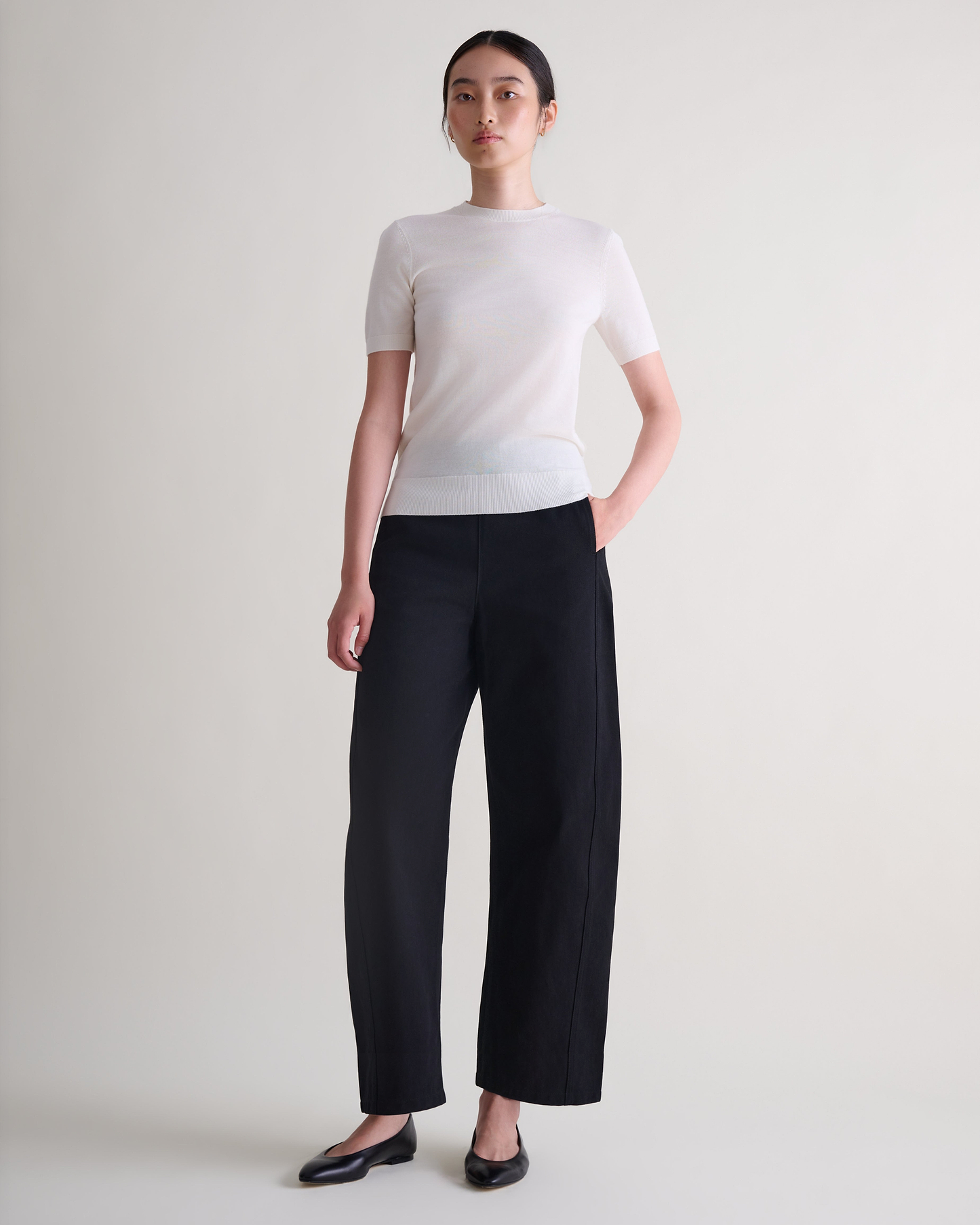 Women's Superfine Merino Wool Knitted T-shirt - Buttermilk