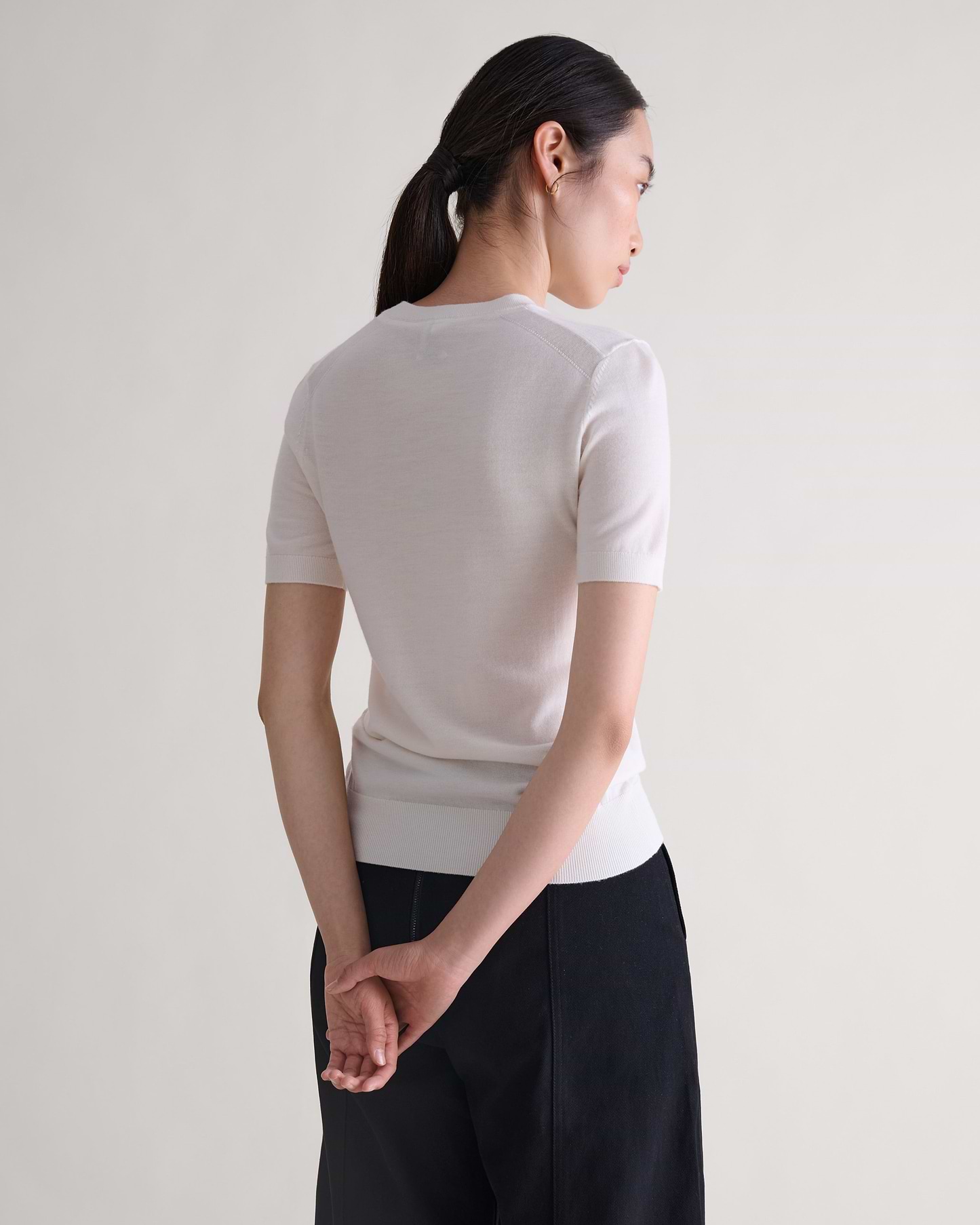 Women's Superfine Merino Wool Knitted T-shirt - Buttermilk