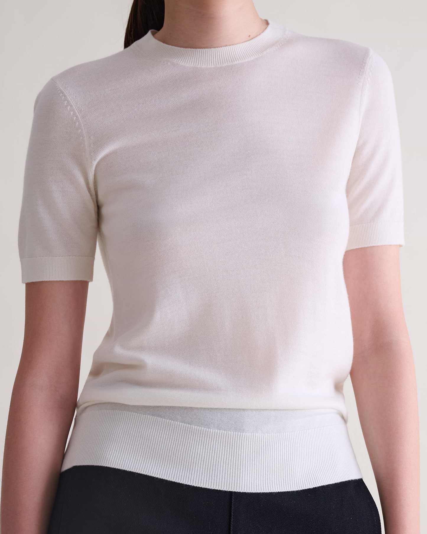Women's Superfine Merino Wool Knitted T-shirt - Buttermilk