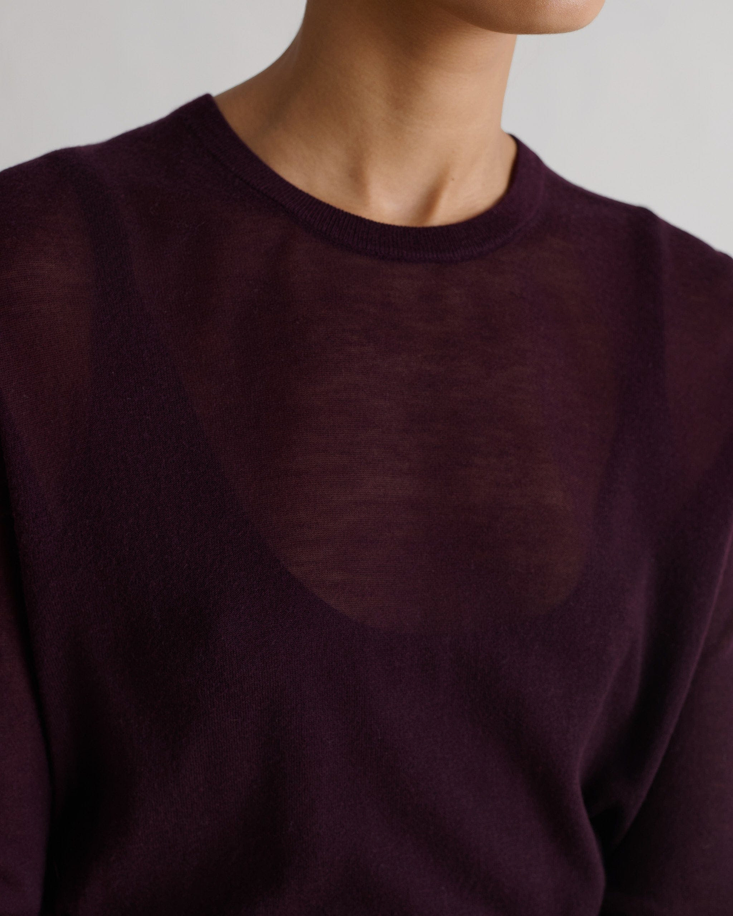 Women's TENCEL™ Cashmere Double Layered Crew Neck Jumper - Oxblood