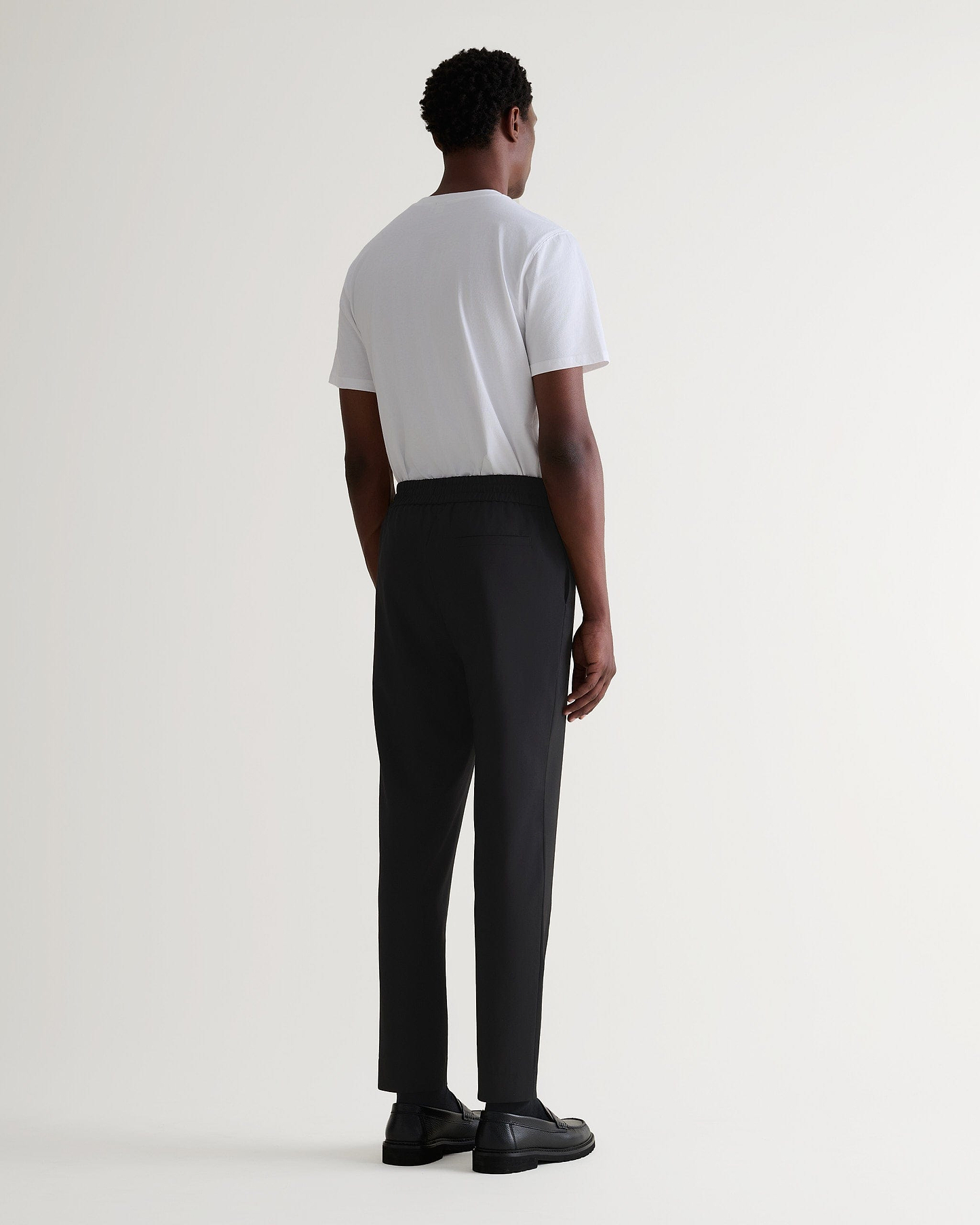 Men's Tropical Wool Drawstring Trousers - Black