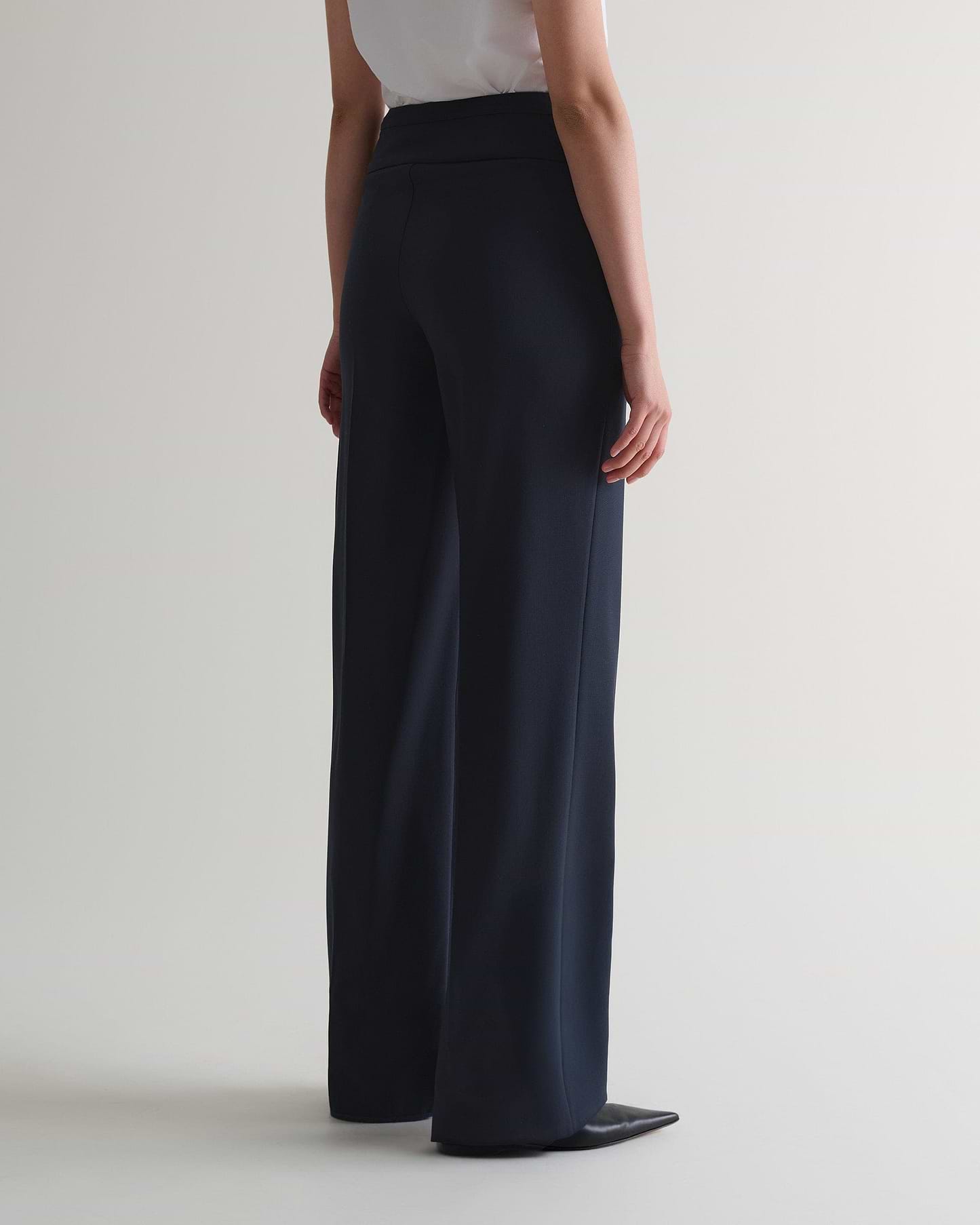Women's Tropical Wool Wide Leg Trouser - Navy