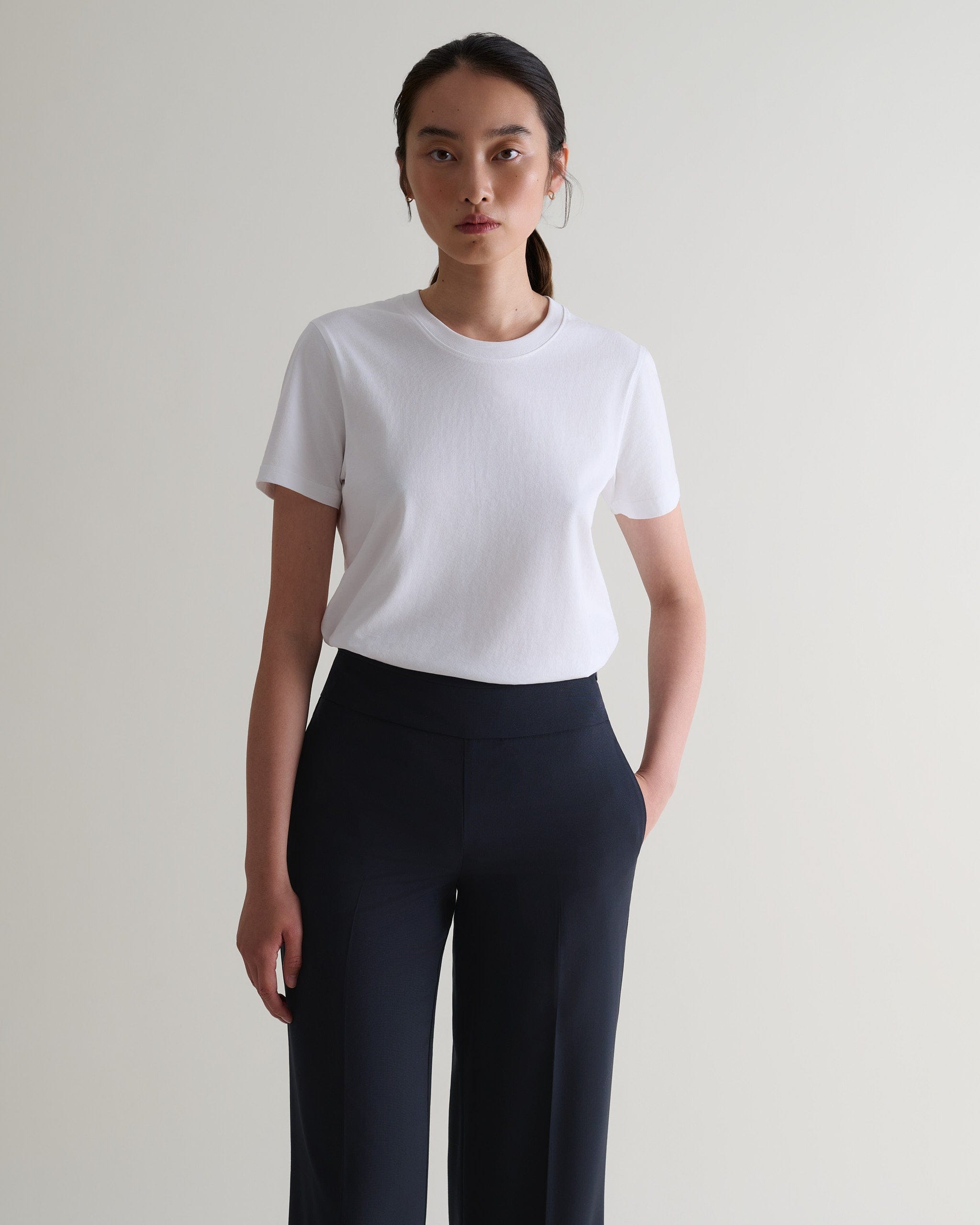 Women's Tropical Wool Wide Leg Trouser - Navy
