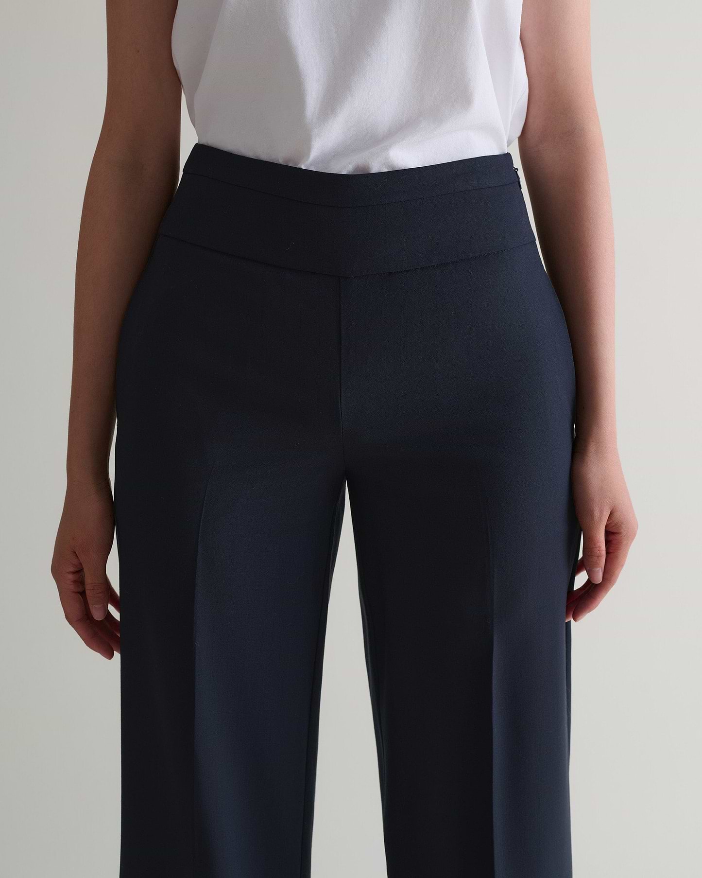 Women's Tropical Wool Wide Leg Trouser - Navy
