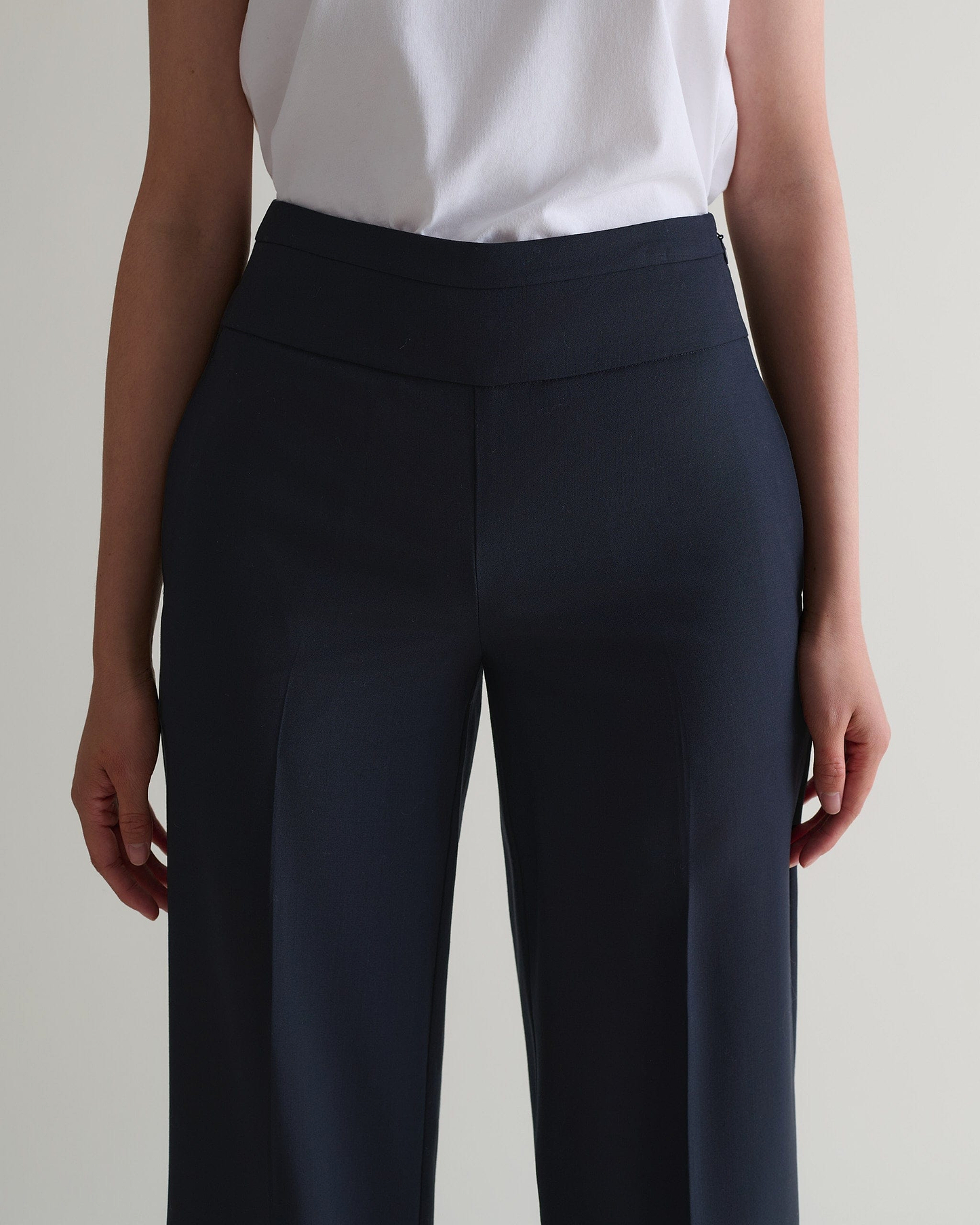 Women's Tropical Wool Wide Leg Trouser - Navy