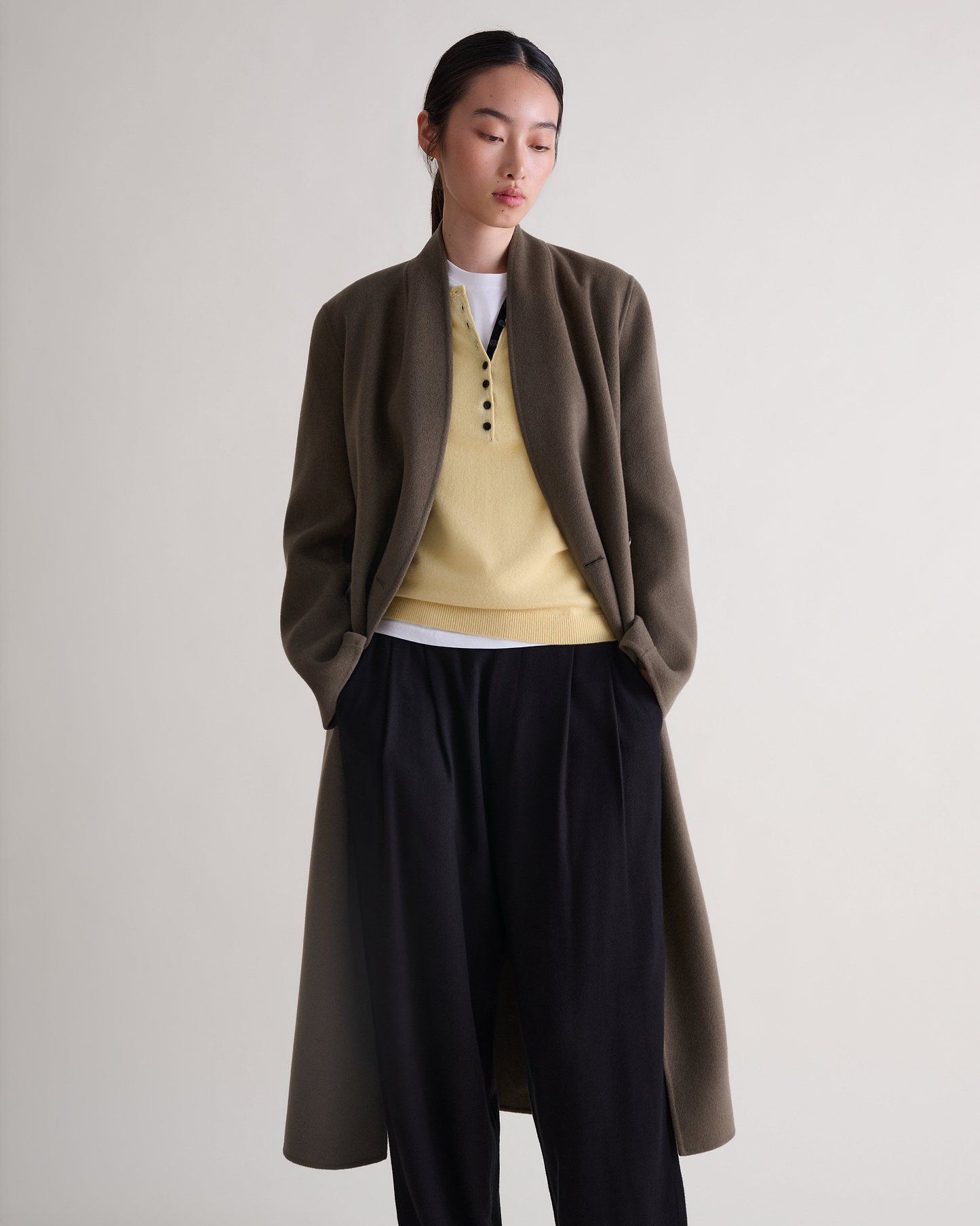 Women's Cashmere Wool Wrap Coat - Loam