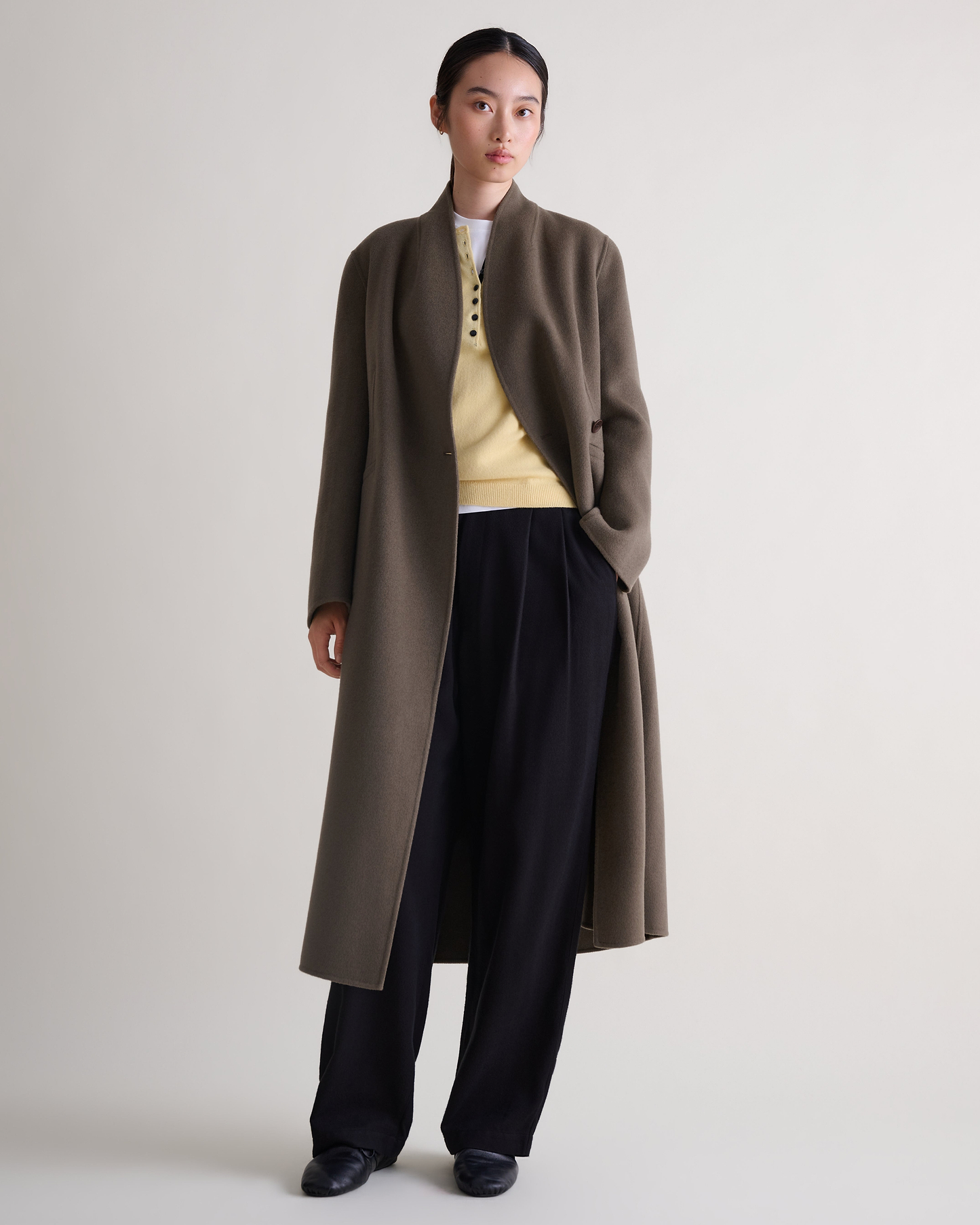 Women's Cashmere Wool Wrap Coat - Loam