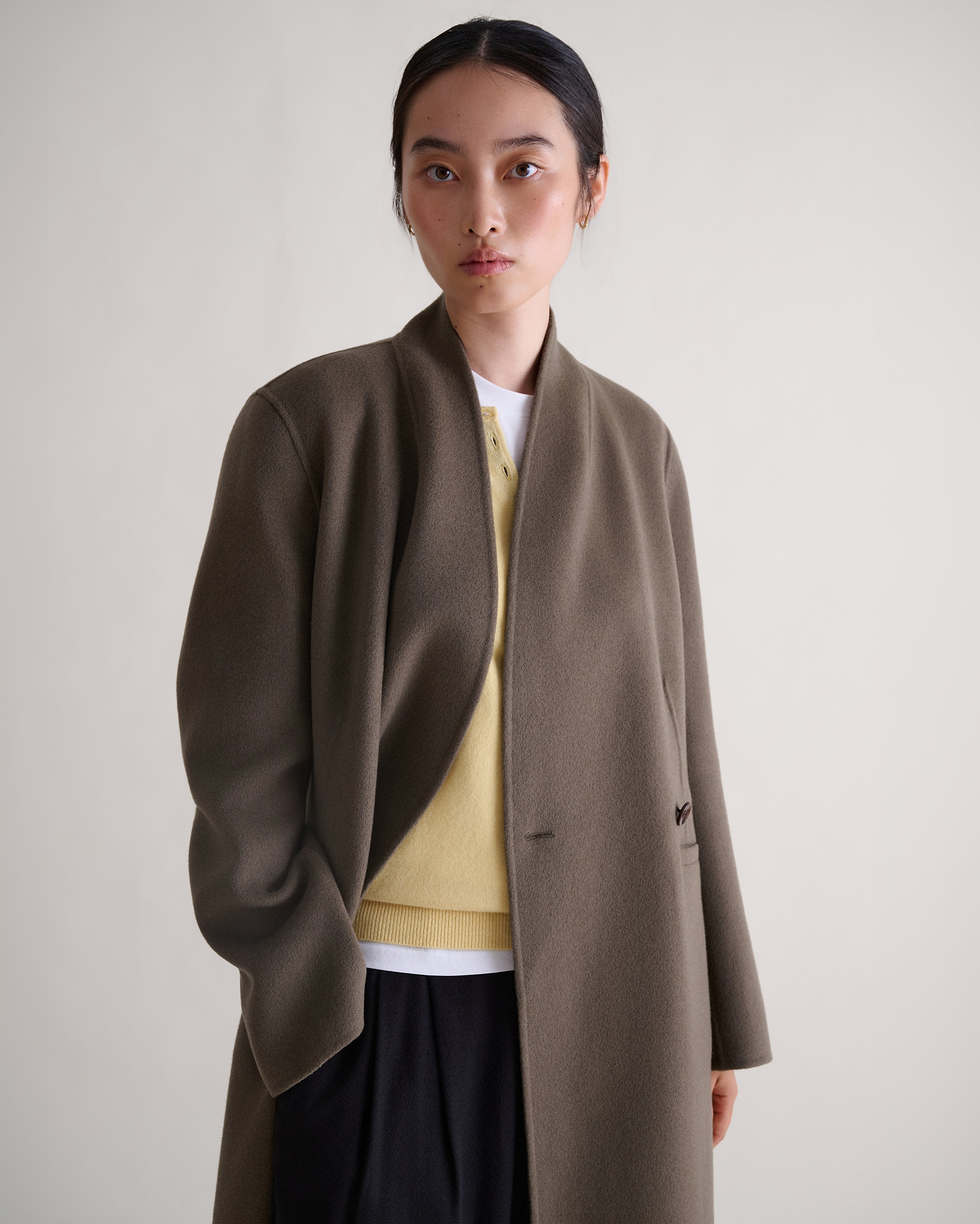 Women's Cashmere Wool Wrap Coat - Loam