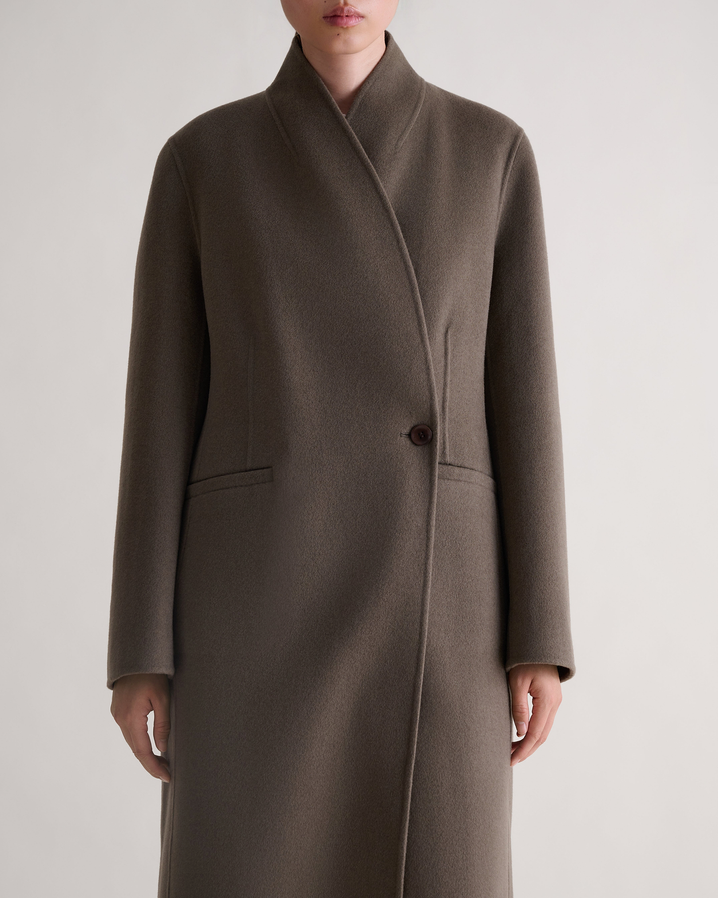 Women's Cashmere Wool Wrap Coat - Loam