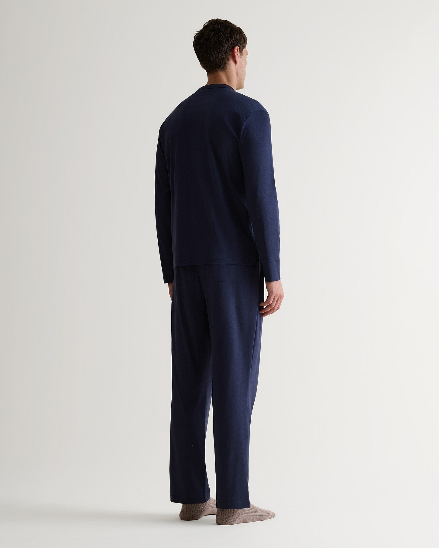 Men's Organic Cotton Pyjama Top - Indigo-[colour]-[size]-Rise &amp; Fall