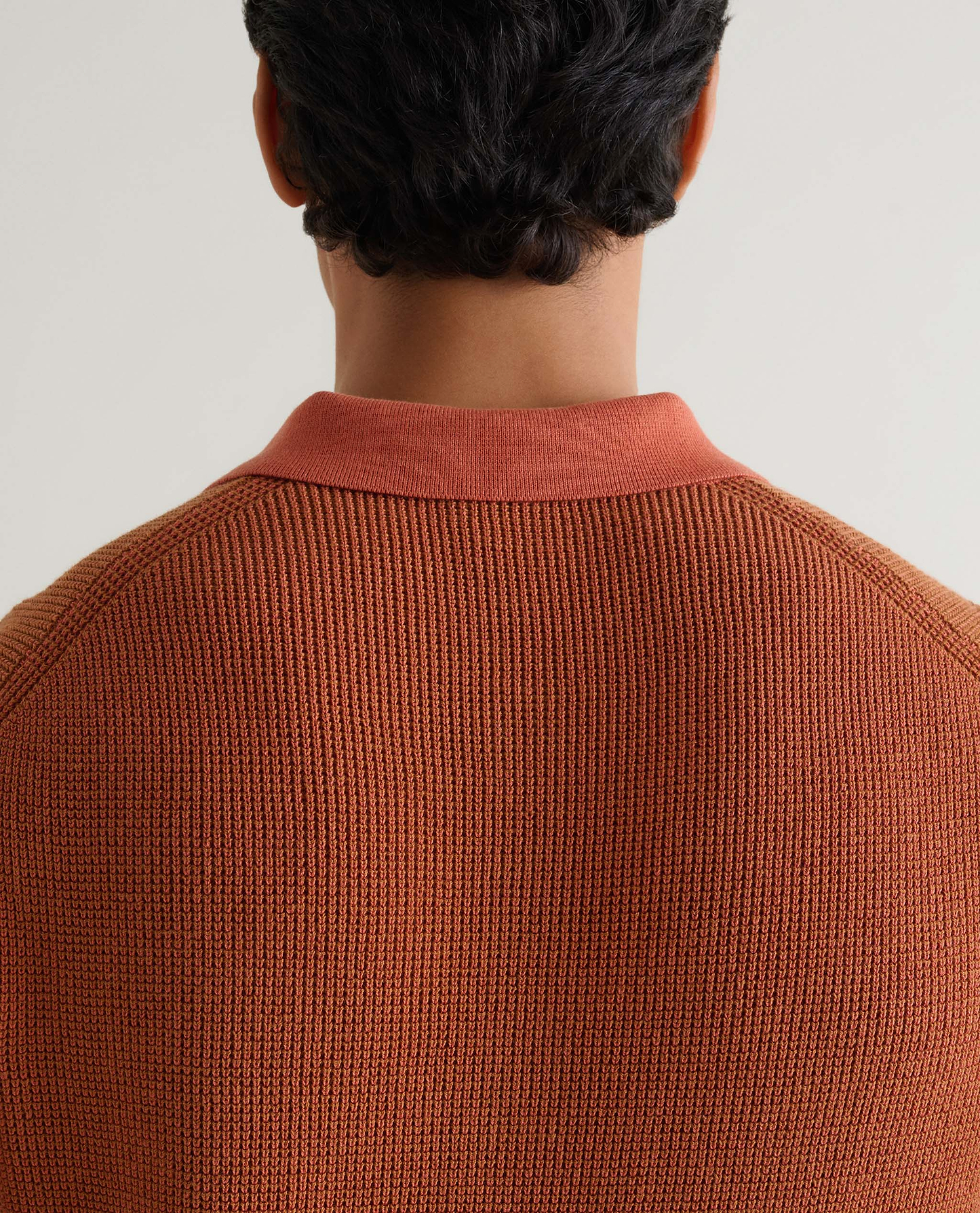 Men's Waffle Knit Cotton Polo - Tobacco