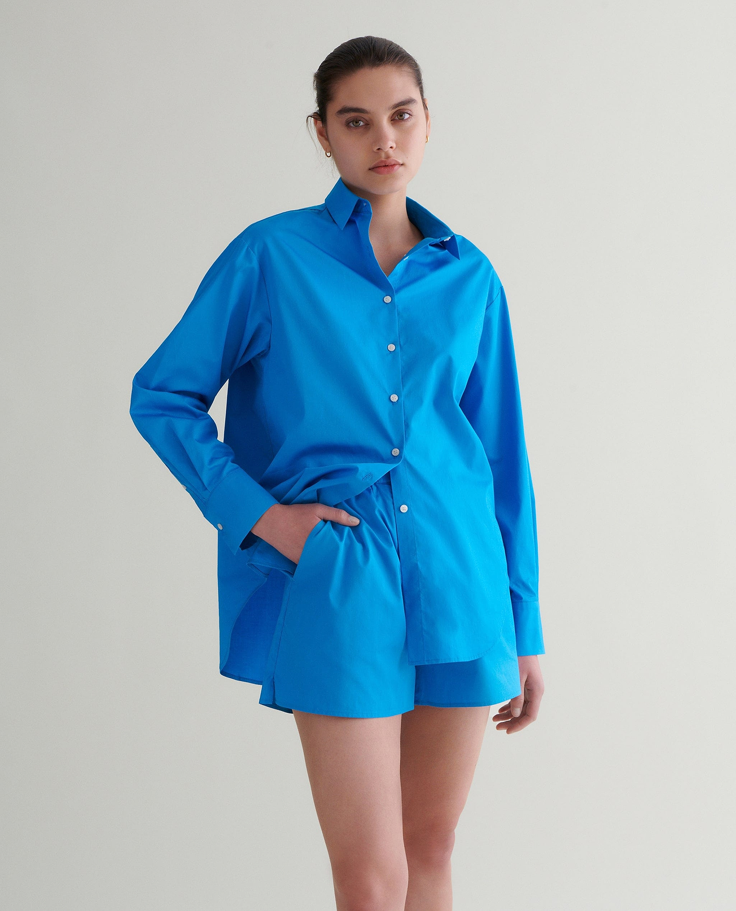 Women's Organic Cotton Poplin Shorts - Rising Blue