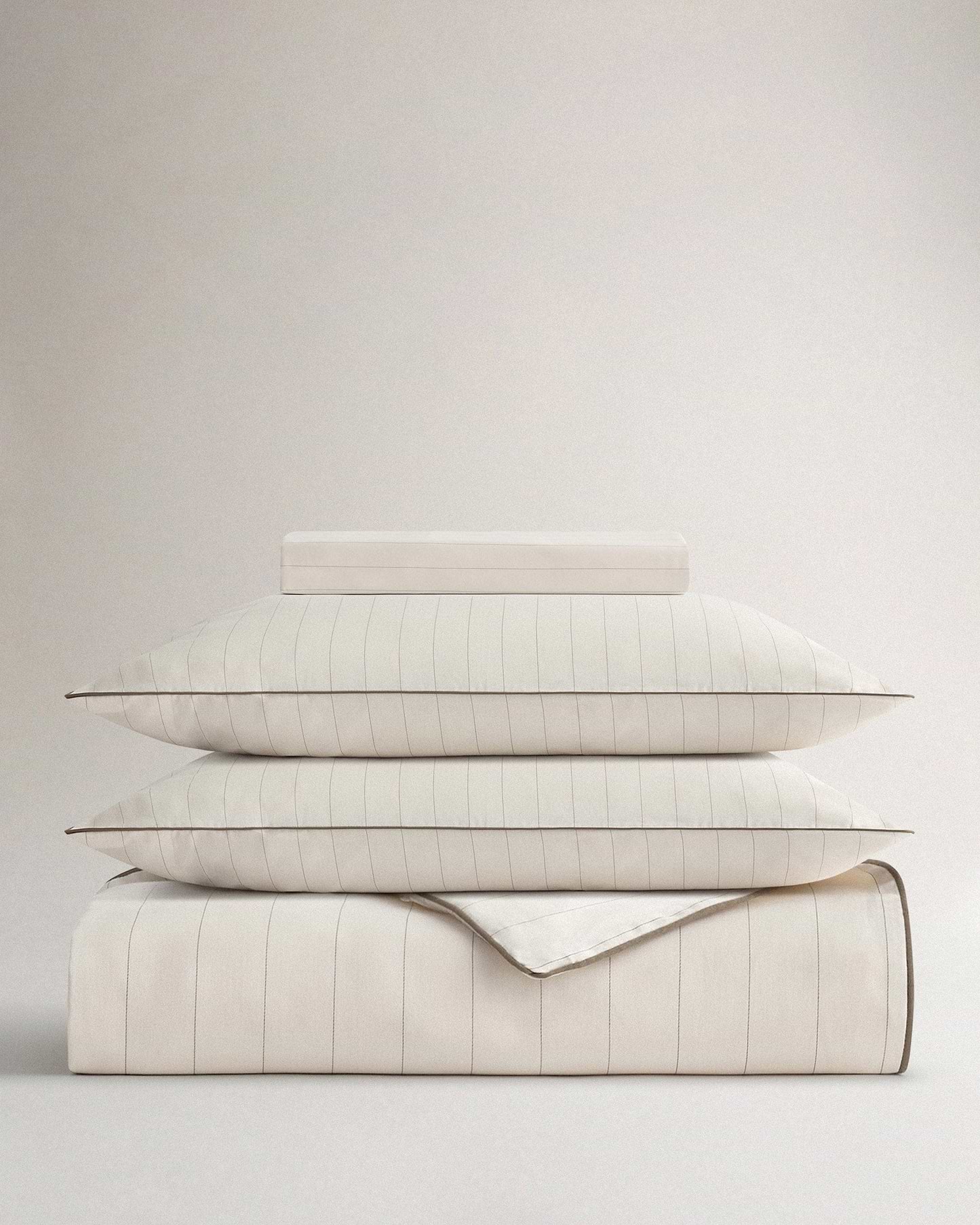 image 1 of 1 showing Rise & Fall's Soft & Smooth duvet set, colour: buttermilk stripe, fabric: sateen cotton