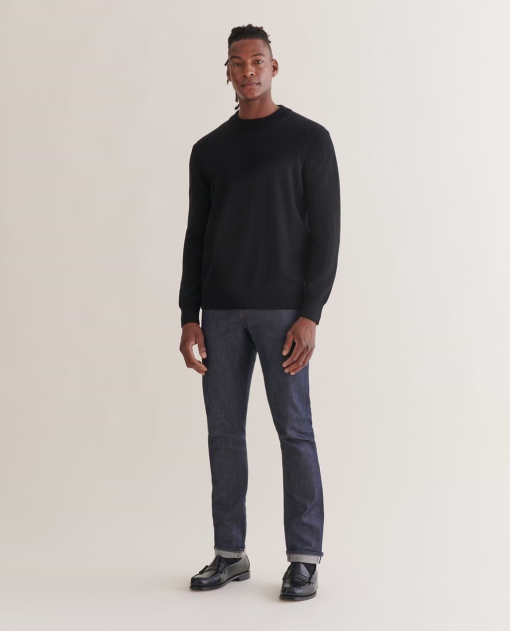 Men's Merino Mid-Weight Crew Neck Jumper - Navy