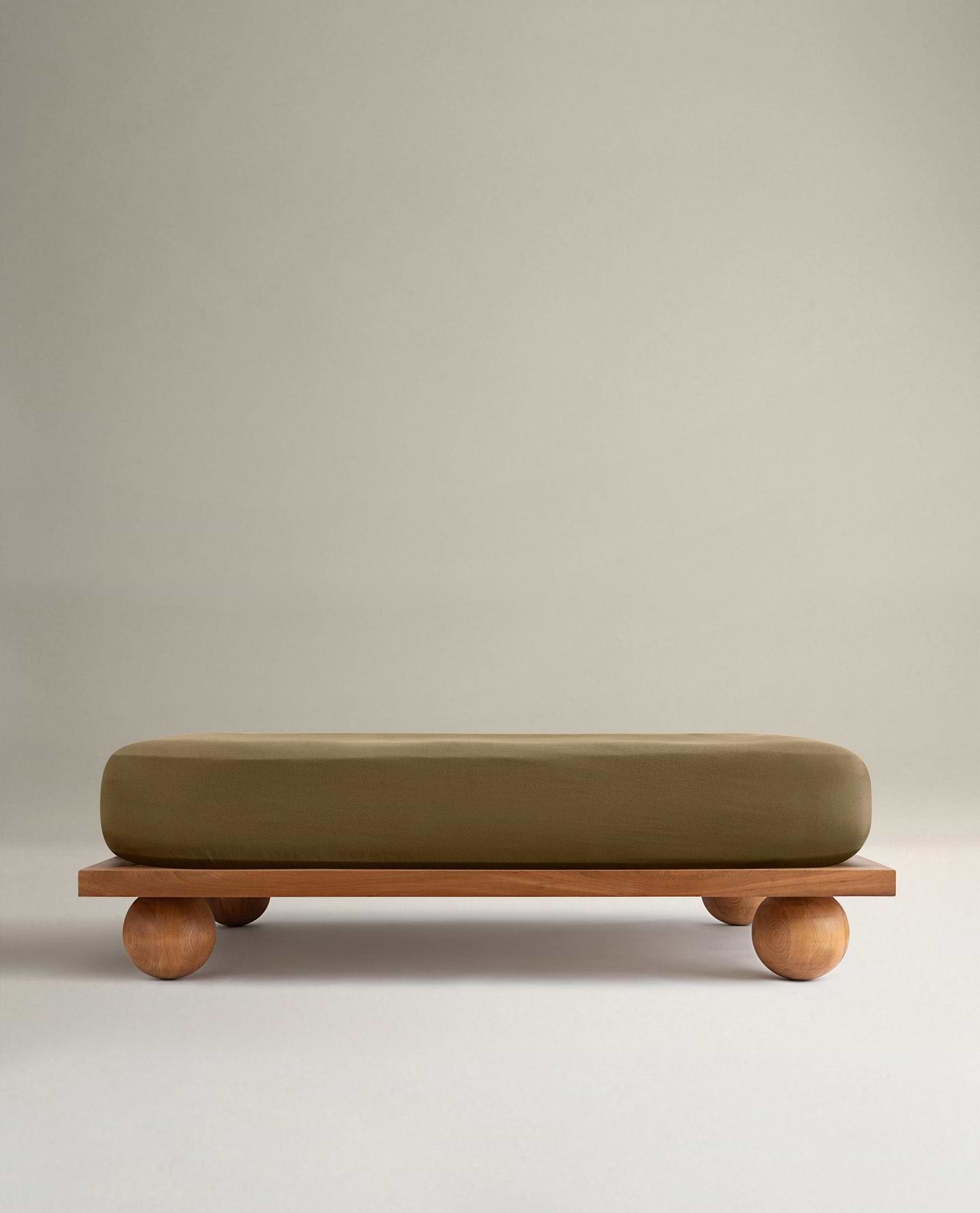 Image 1 of 4 showing Rise & Fall's Relaxed & Refined European flax™ linen fitted sheet in olive.