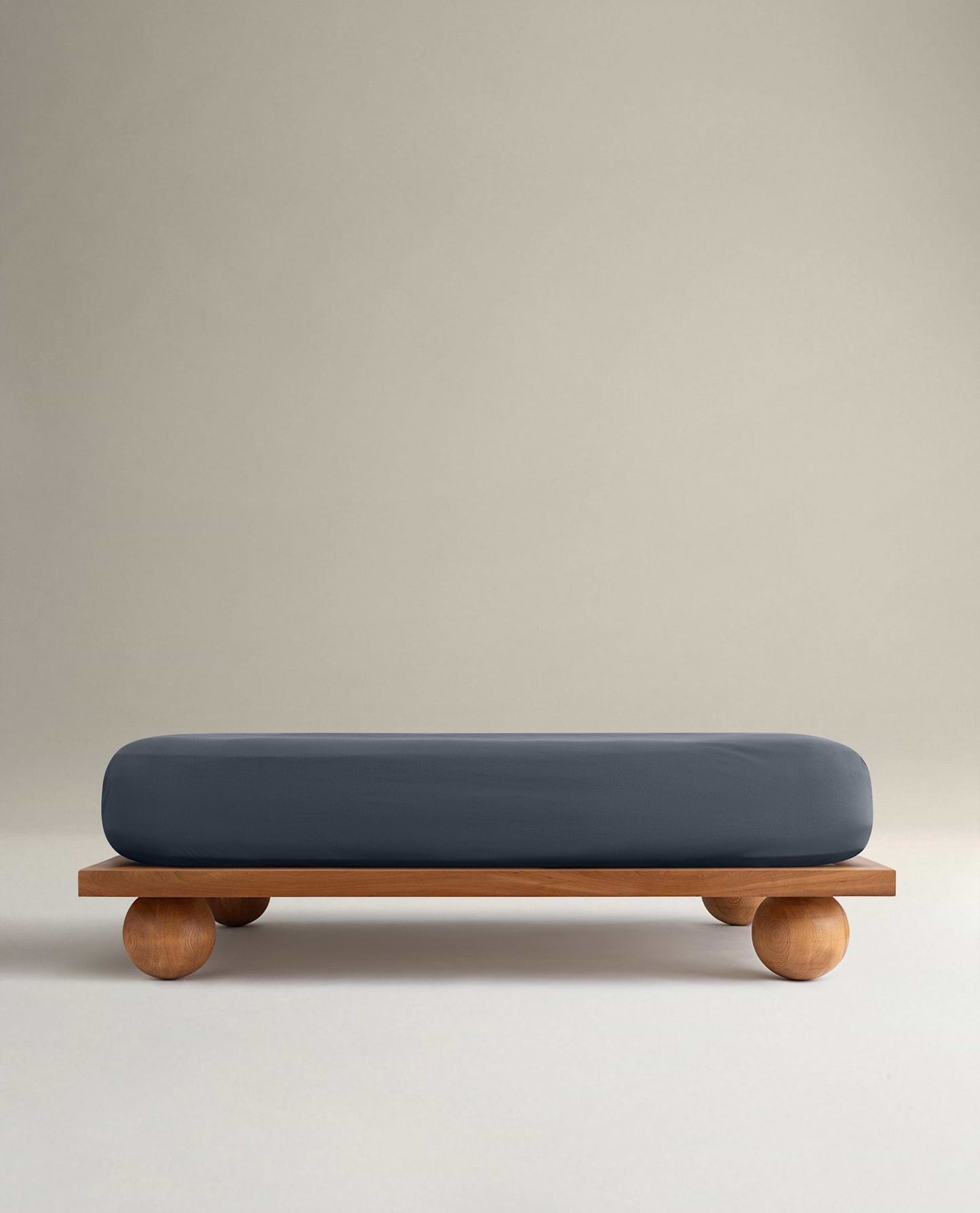 Image 1 of 6 showing Rise & Fall's Crisp & Cool organic cotton fitted sheet in indigo.