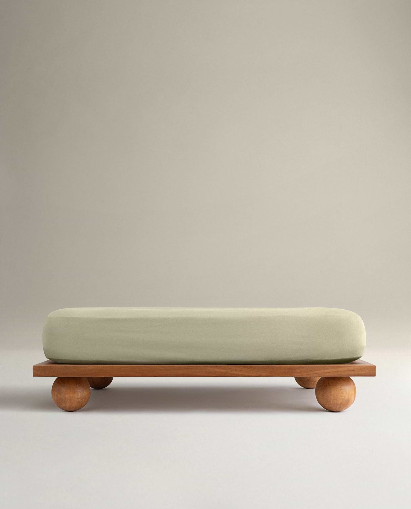 Image 1 of 6 showing Rise & Fall's Crisp & Cool organic cotton fitted bed sheet in sage.