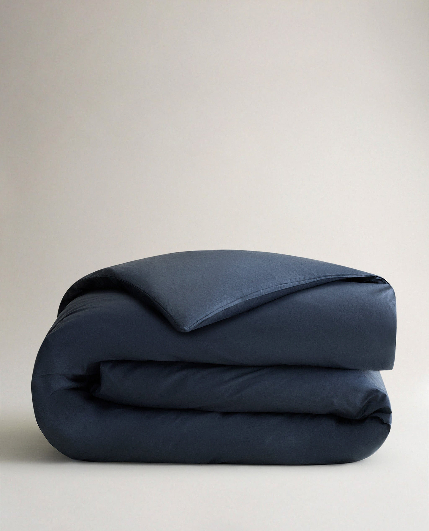 Image 2 of 2 showing Rise & Fall's sateen cotton duvet cover in mood indigo.