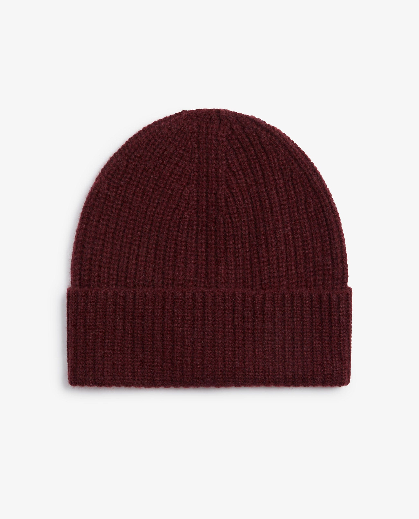 Image 2 of 3 showing Rise & Fall's Men's Cashmere Merino Ribbed Knit Beanie in oxblood.