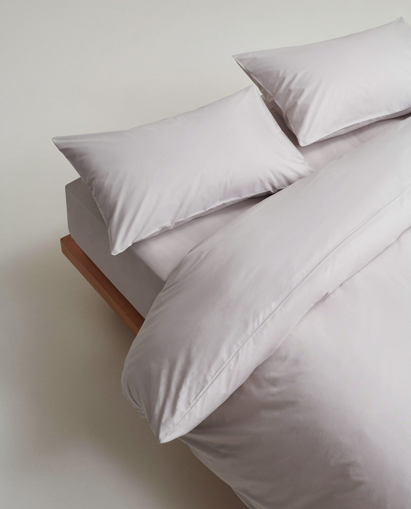 Image 2 of 3 showing Rise & Fall's percale cotton duvet cover, colour: pebble.