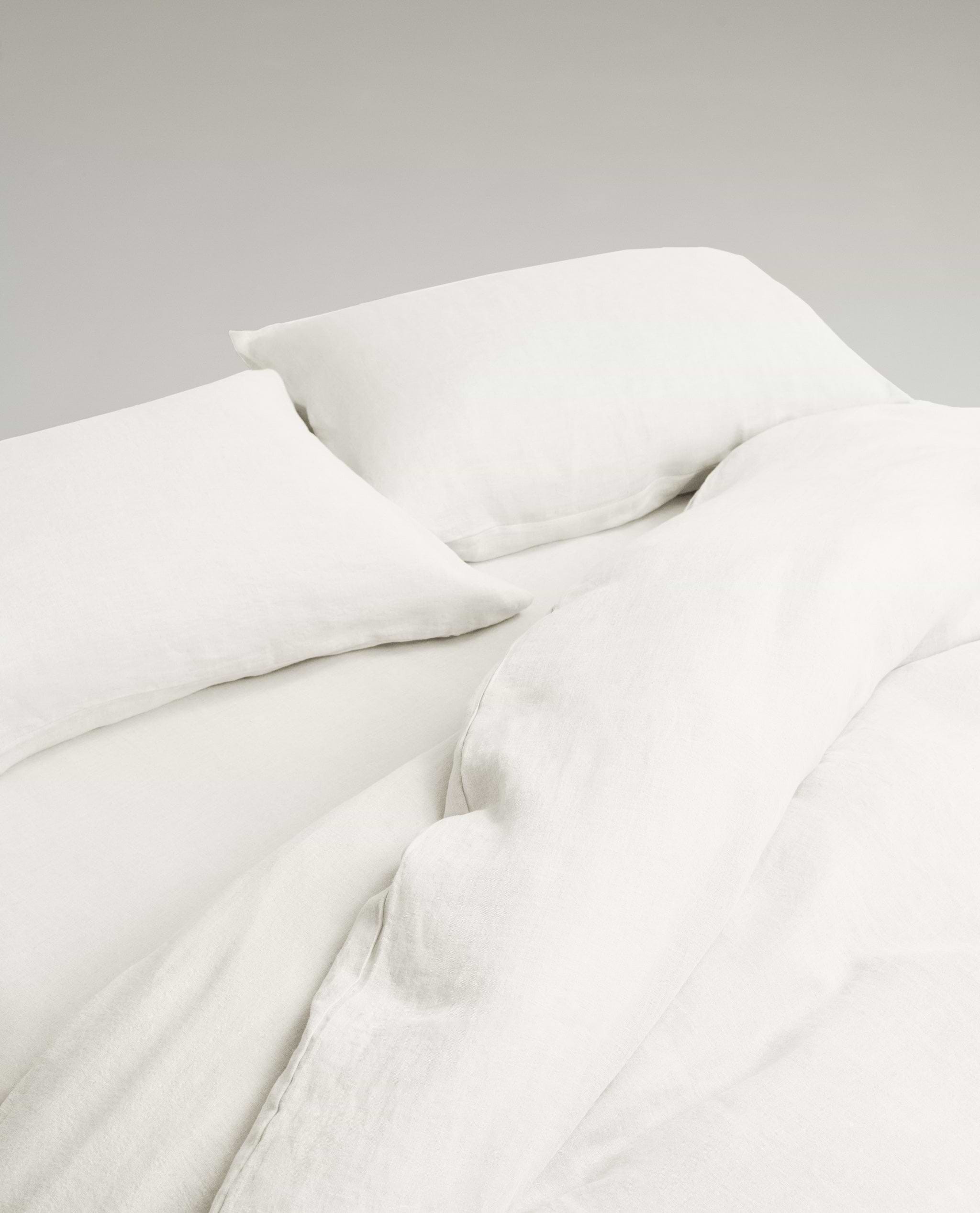 Image 2 of 3 showing Rise & Fall's Relaxed & Refined European Flax™ Linen Pillowcase Set, colour: white.
