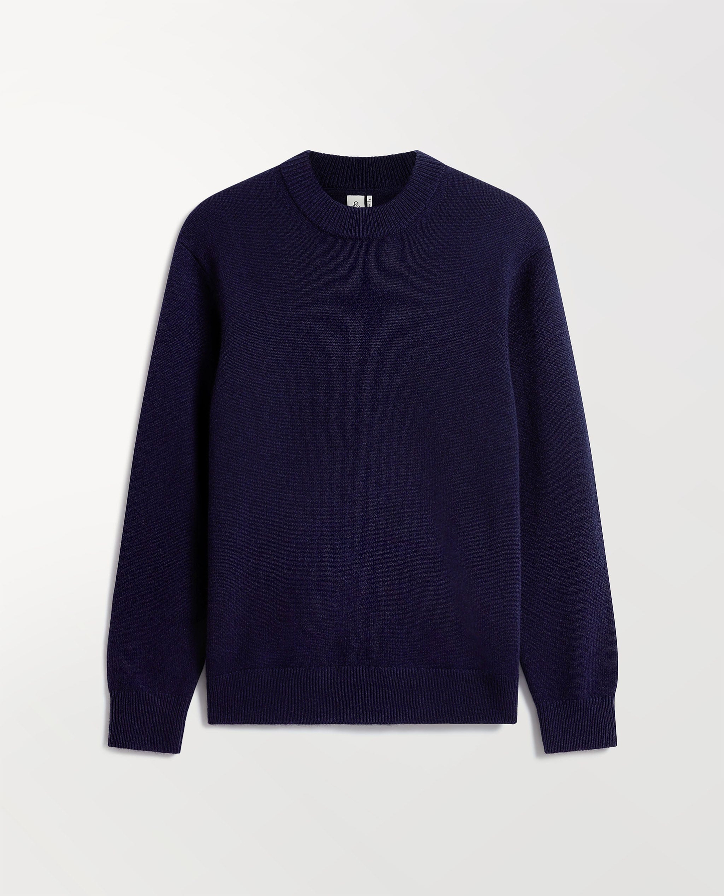 Image 2 of 4 showing Rise & Fall's Finest Cashmere Mid-Weight Crew Neck Jumper in navy.