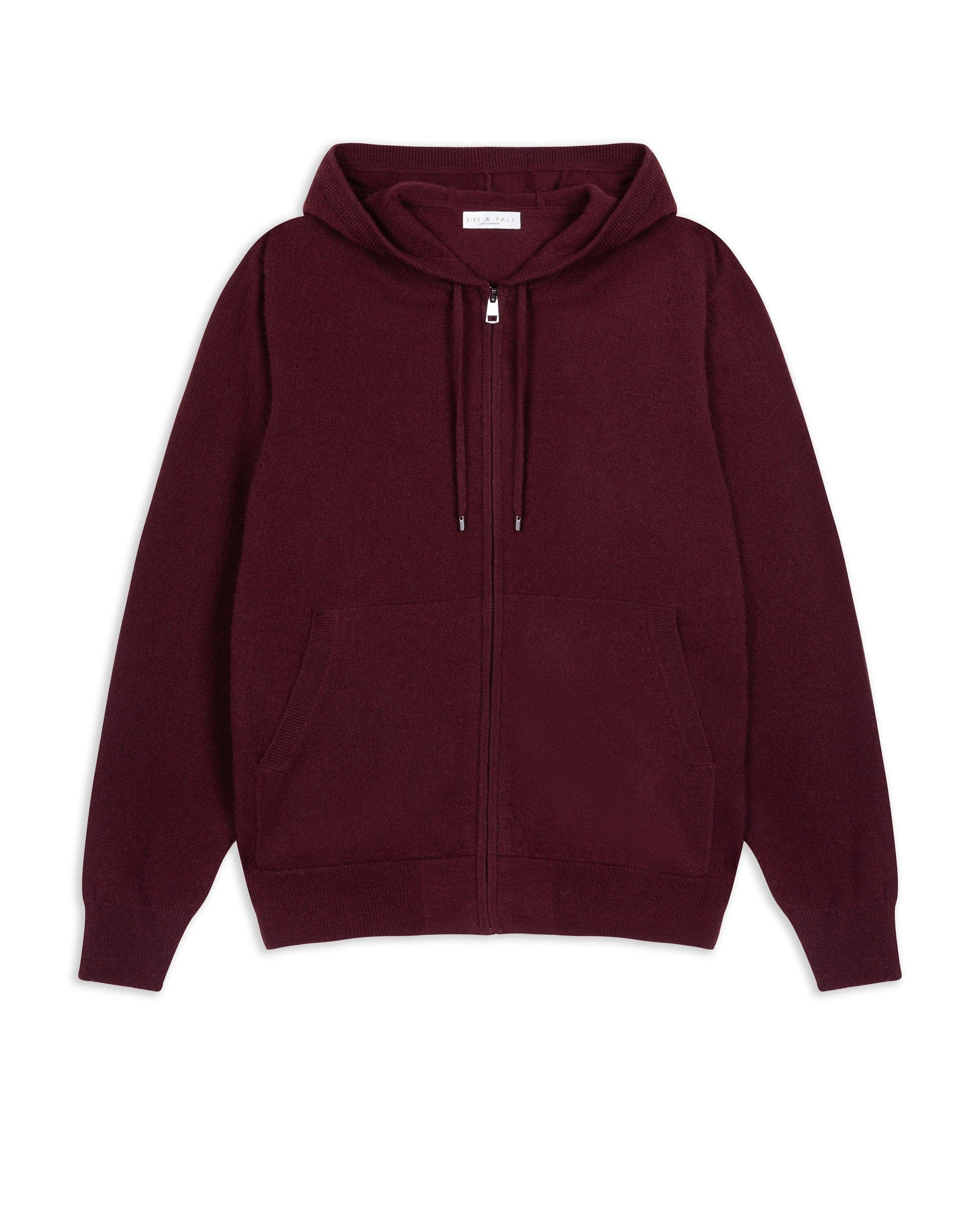 Image 2 of 4 showing Rise & Fall's Finest Cashmere Full Zip Hoodie in Oxblood.