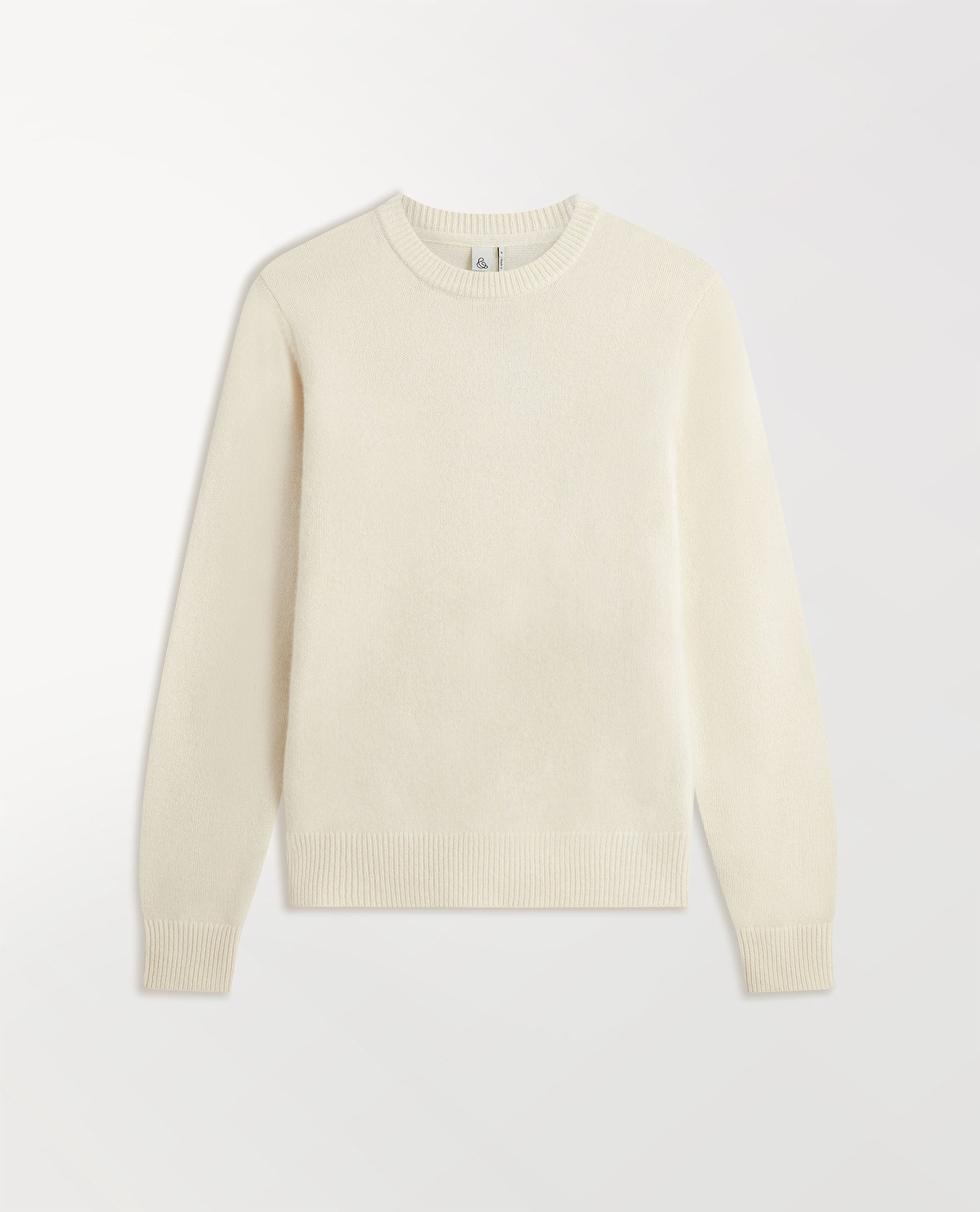 Image 2 of 5 showing Rise & Fall's cream mid-weight cashmere crew neck jumper.