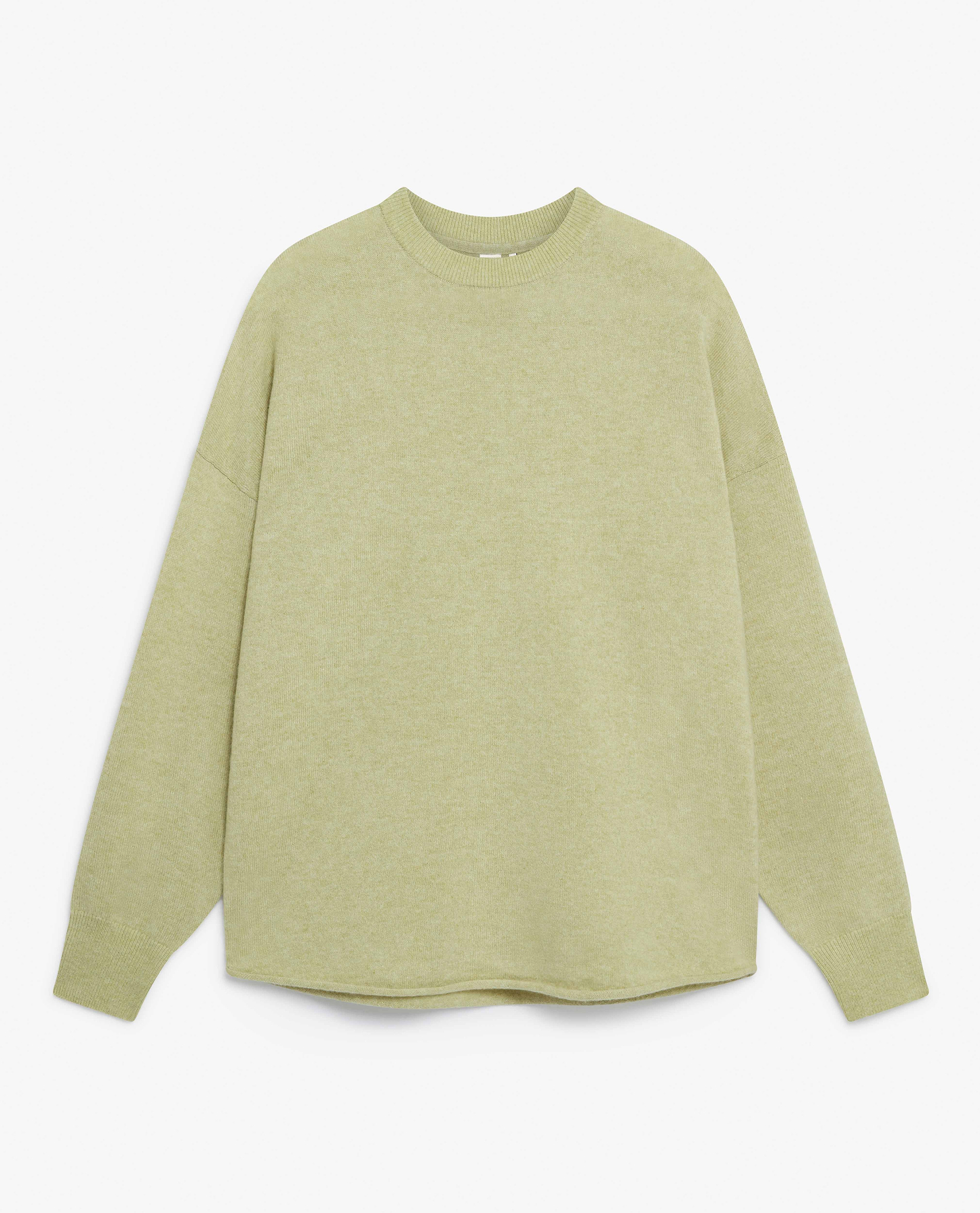 Image 2 of 5 showing Rise & Fall's lichen green fine cashmere sweatshirt.