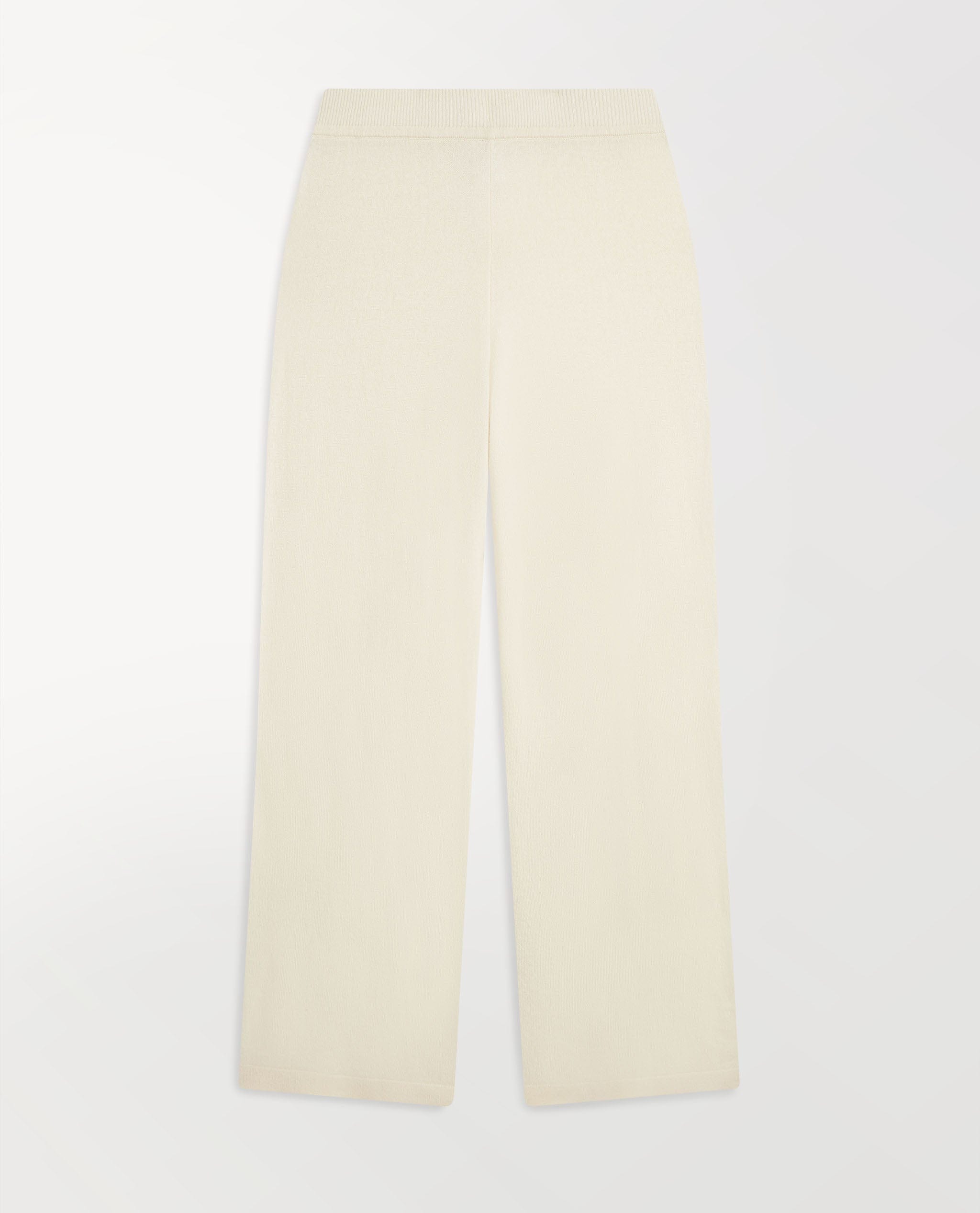 Image 2 of 6 showing Rise & Fall's cream fine cashmere wide-leg trousers.