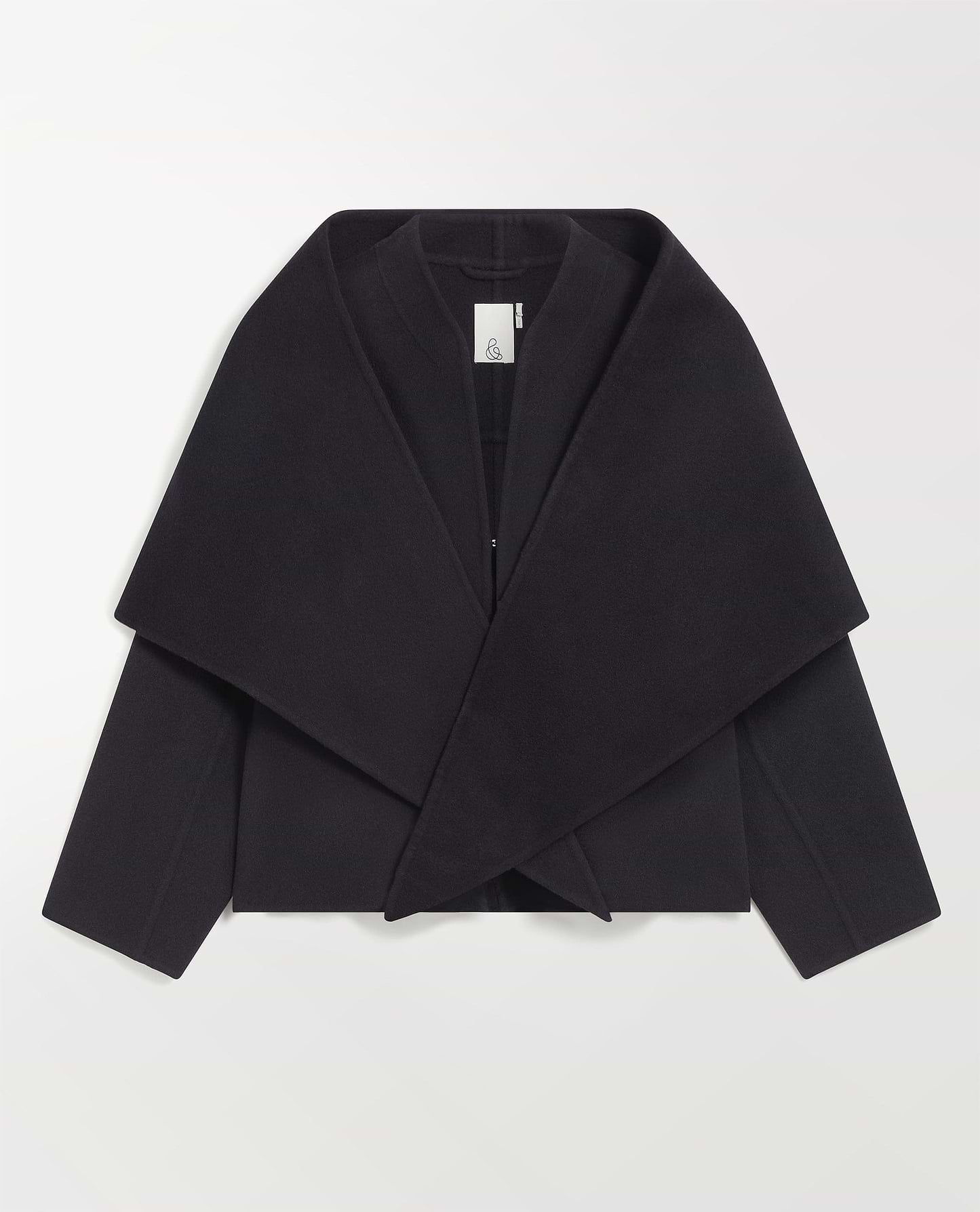 Image 2 of 7 showing Rise & Fall's navy cashmere wool double faced scarf jacket.