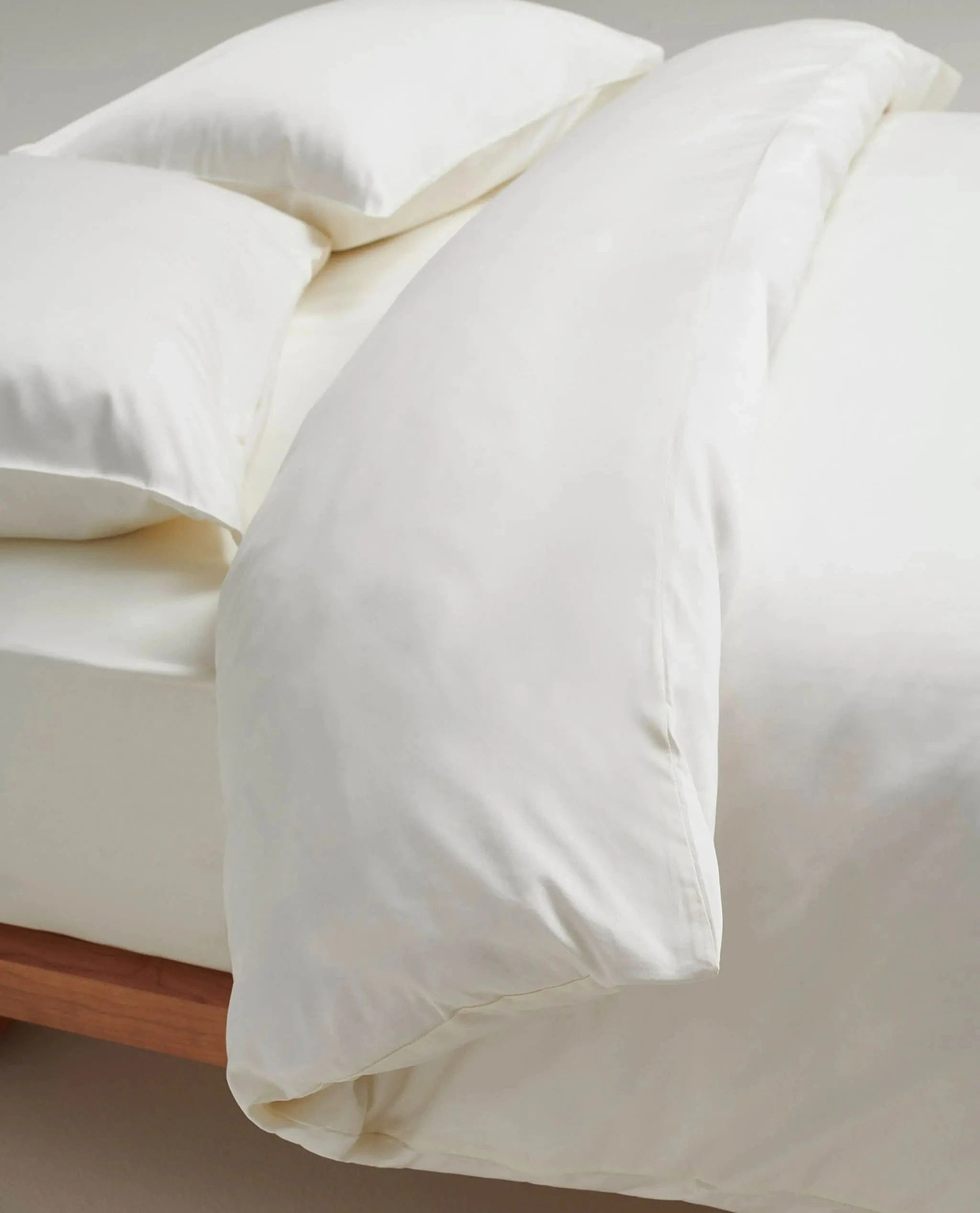 image 3 of 4 showing close up of Rise & Fall's buttermilk crisp & cool duvet set in percale cotton