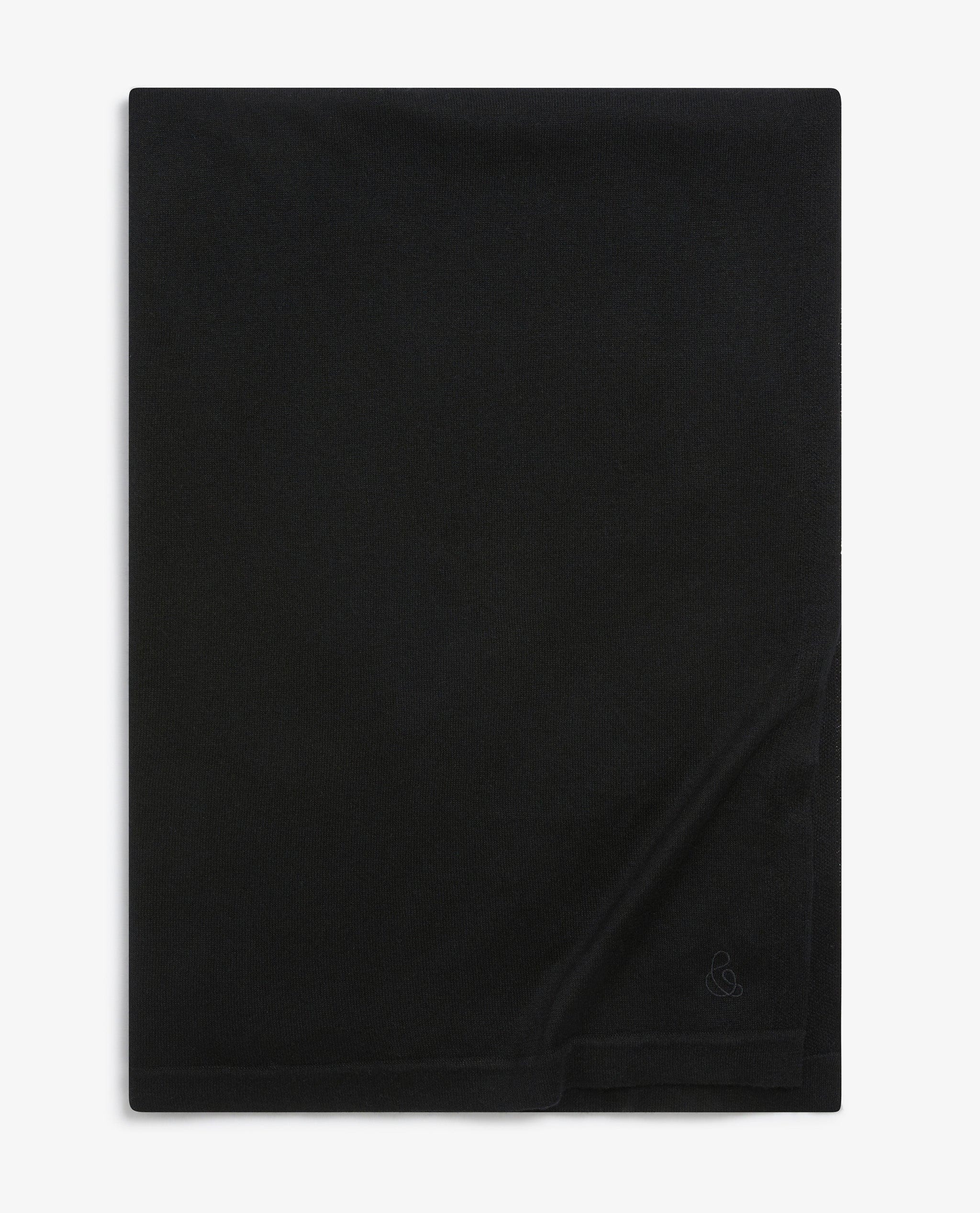 Image 3 of 5 showing Rise & Fall's black oversized cashmere scarf.