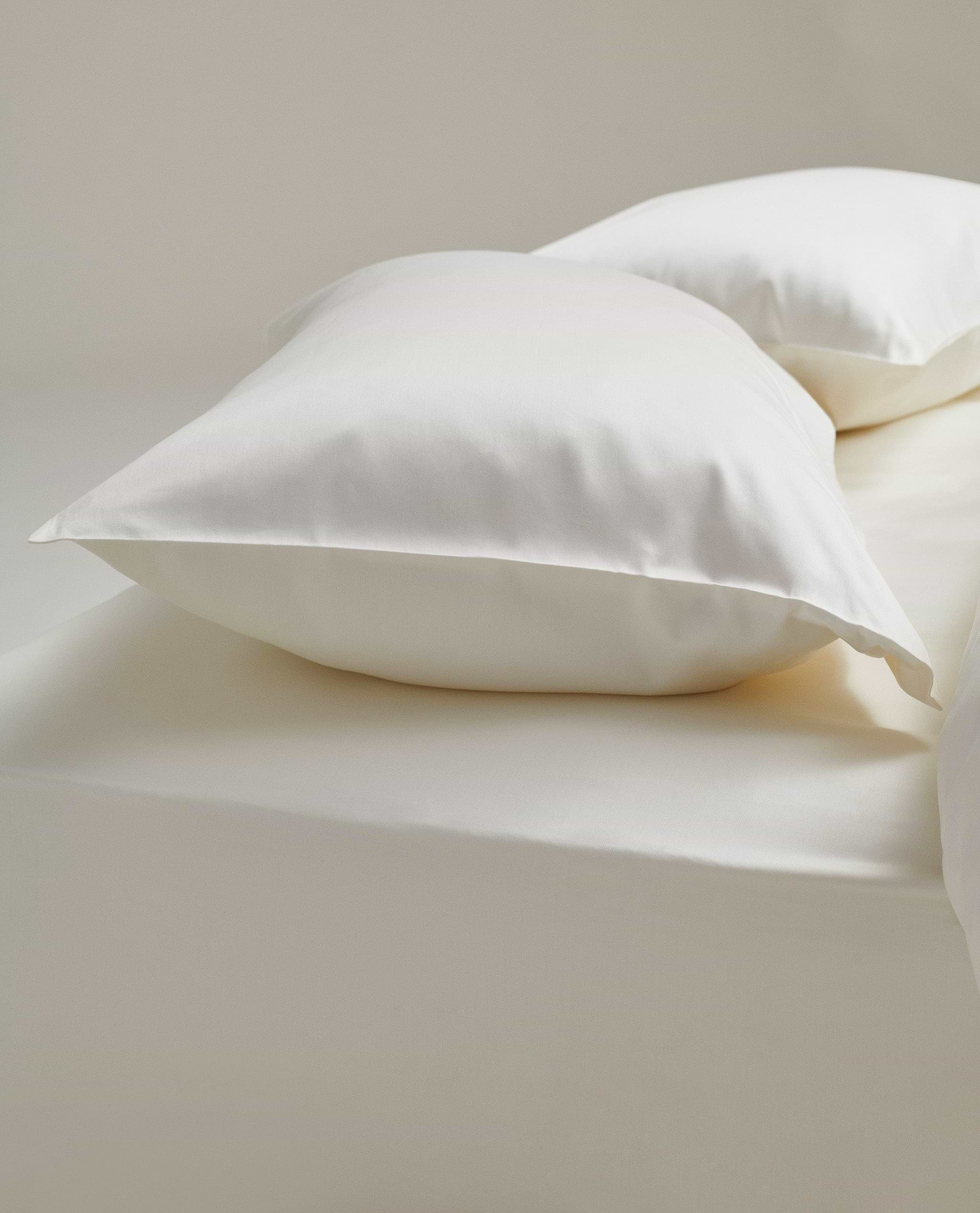 Image 3 of 6 showing Rise & Fall's Soft & Smooth Sateen Cotton Pillowcases, set of 4, colour: Buttermilk.