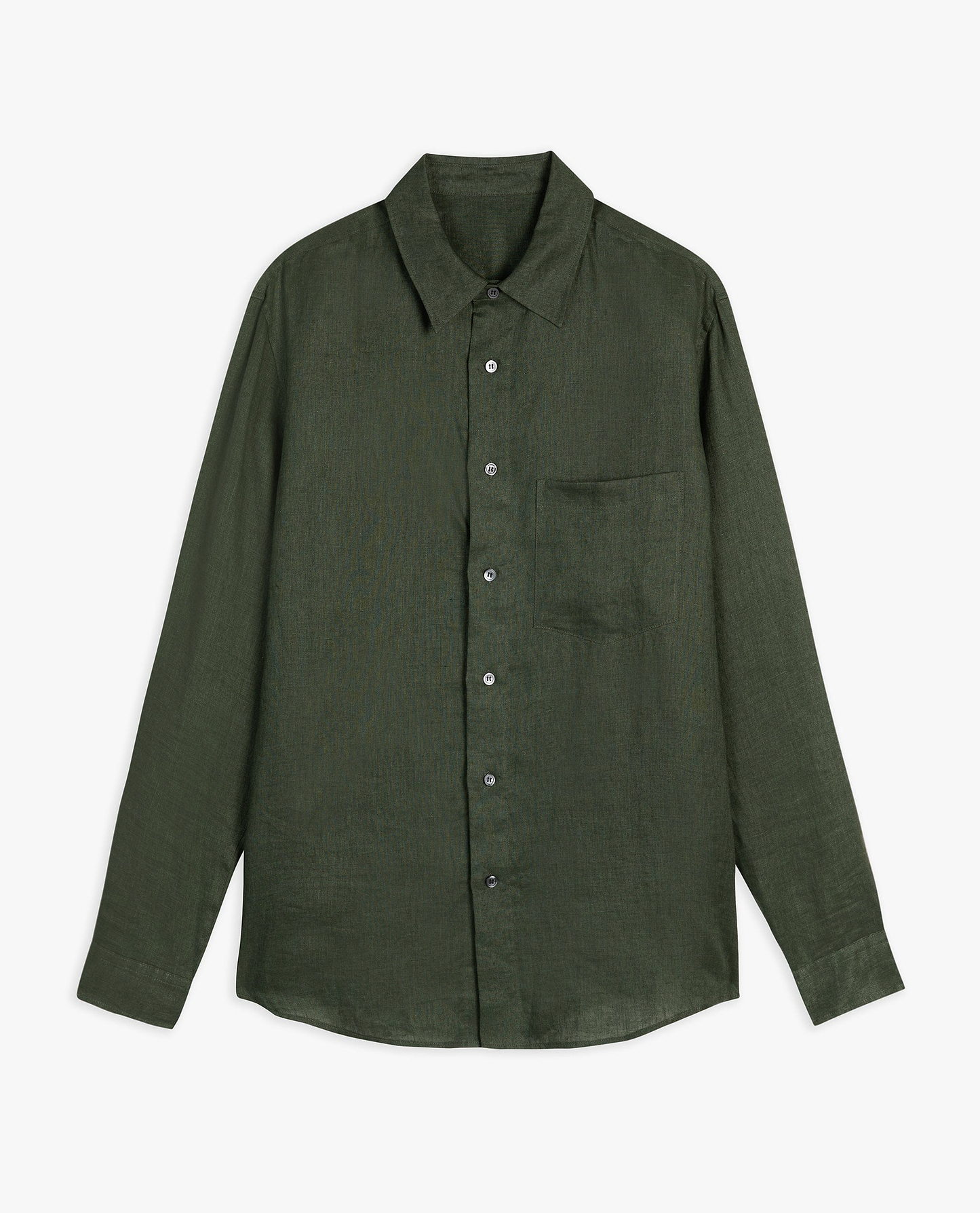 Men's Long Sleeved Organic Linen Shirt - Khaki