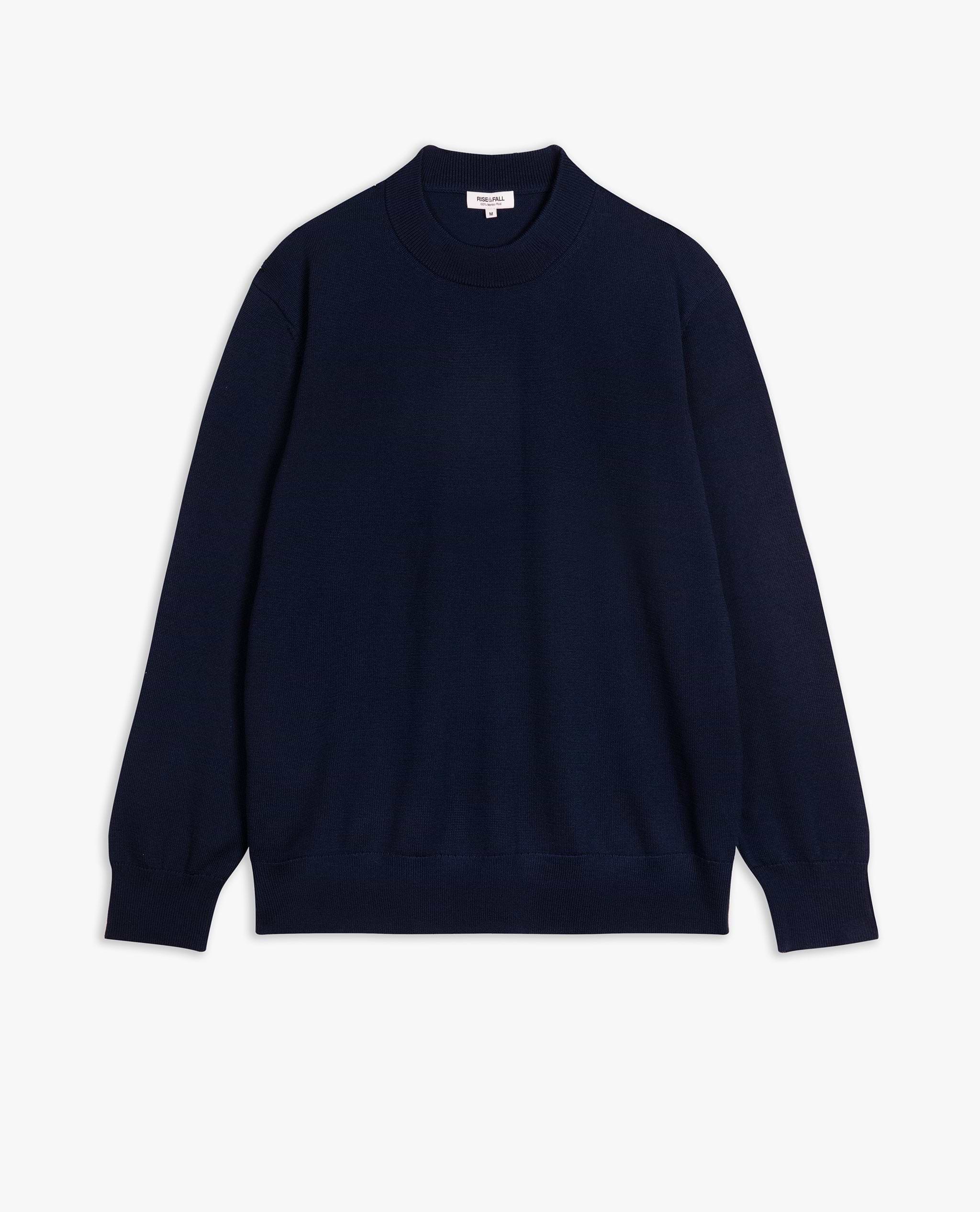 Men's Merino Mid-Weight Crew Neck Jumper - Navy